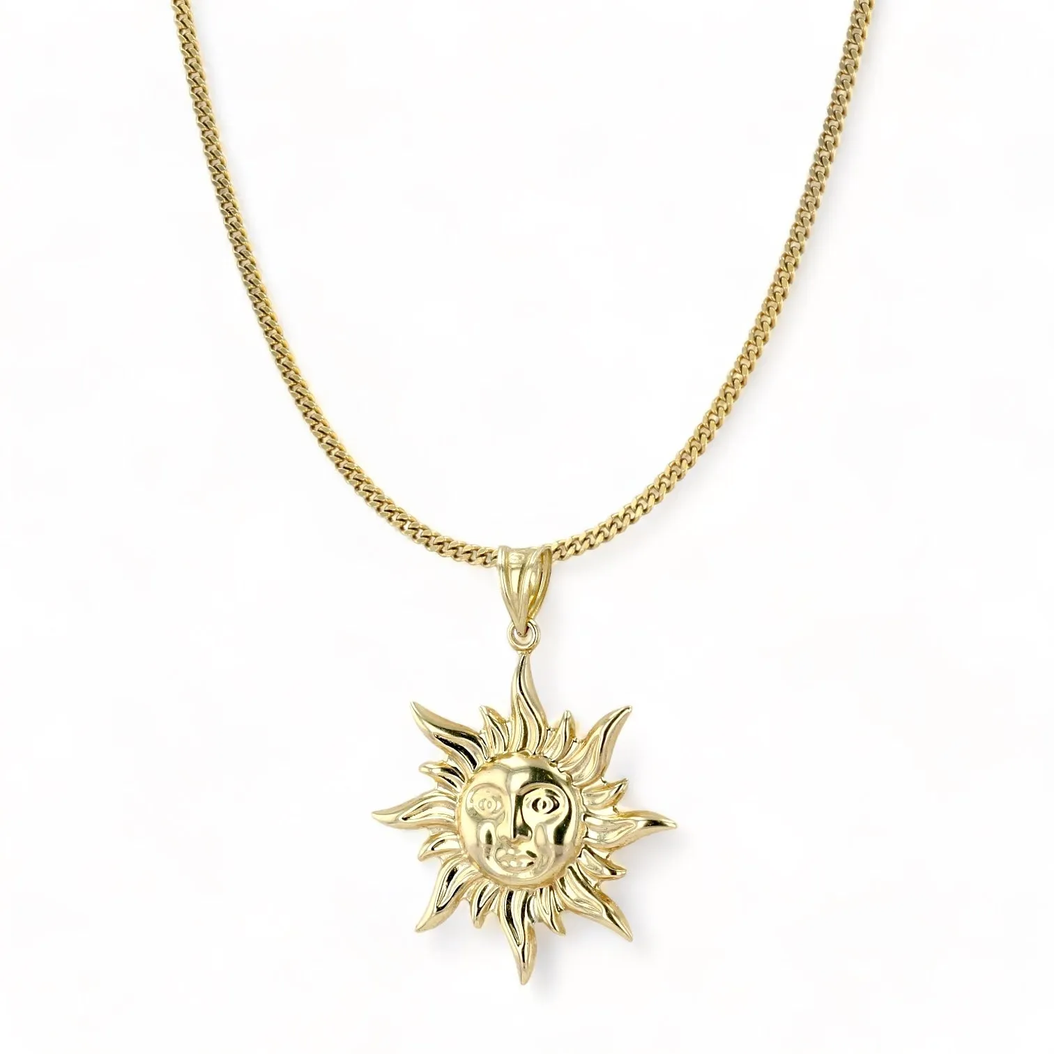 10K yellow gold sun necklace-65389