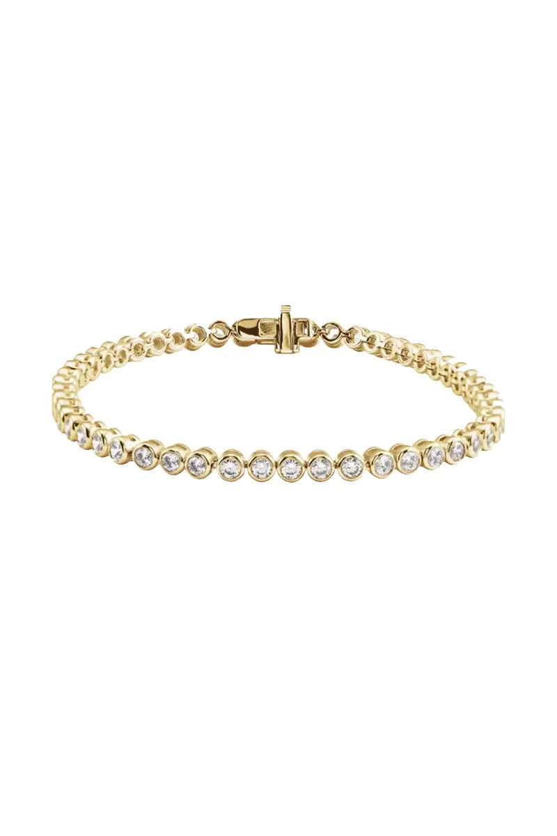 Bezel Set Diamond Tennis Bracelet - 3.5 CTW White Diamonds Yellow Gold