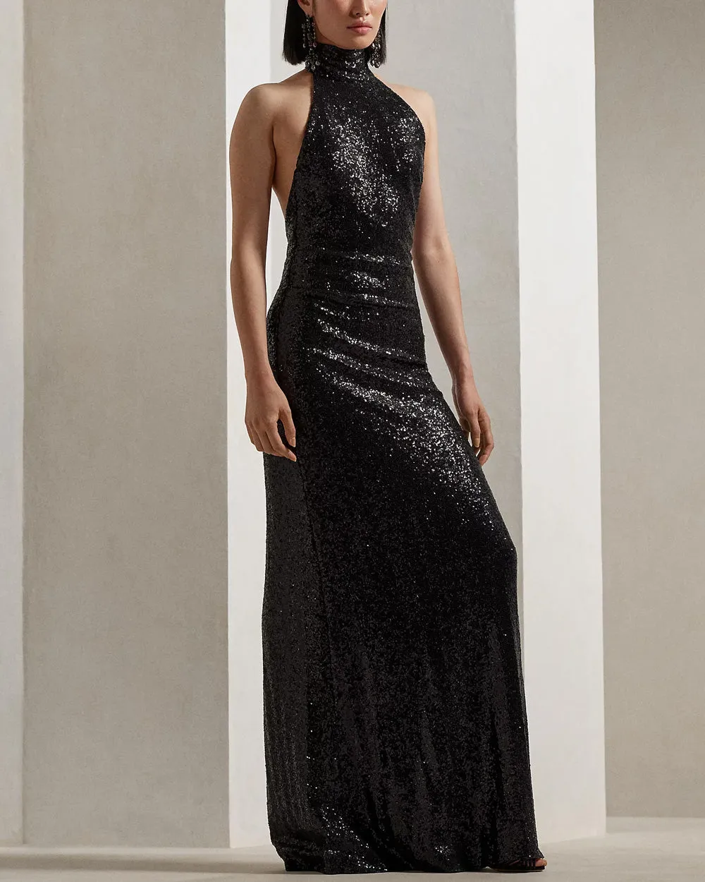 Black Embellished Sleeveless Gown