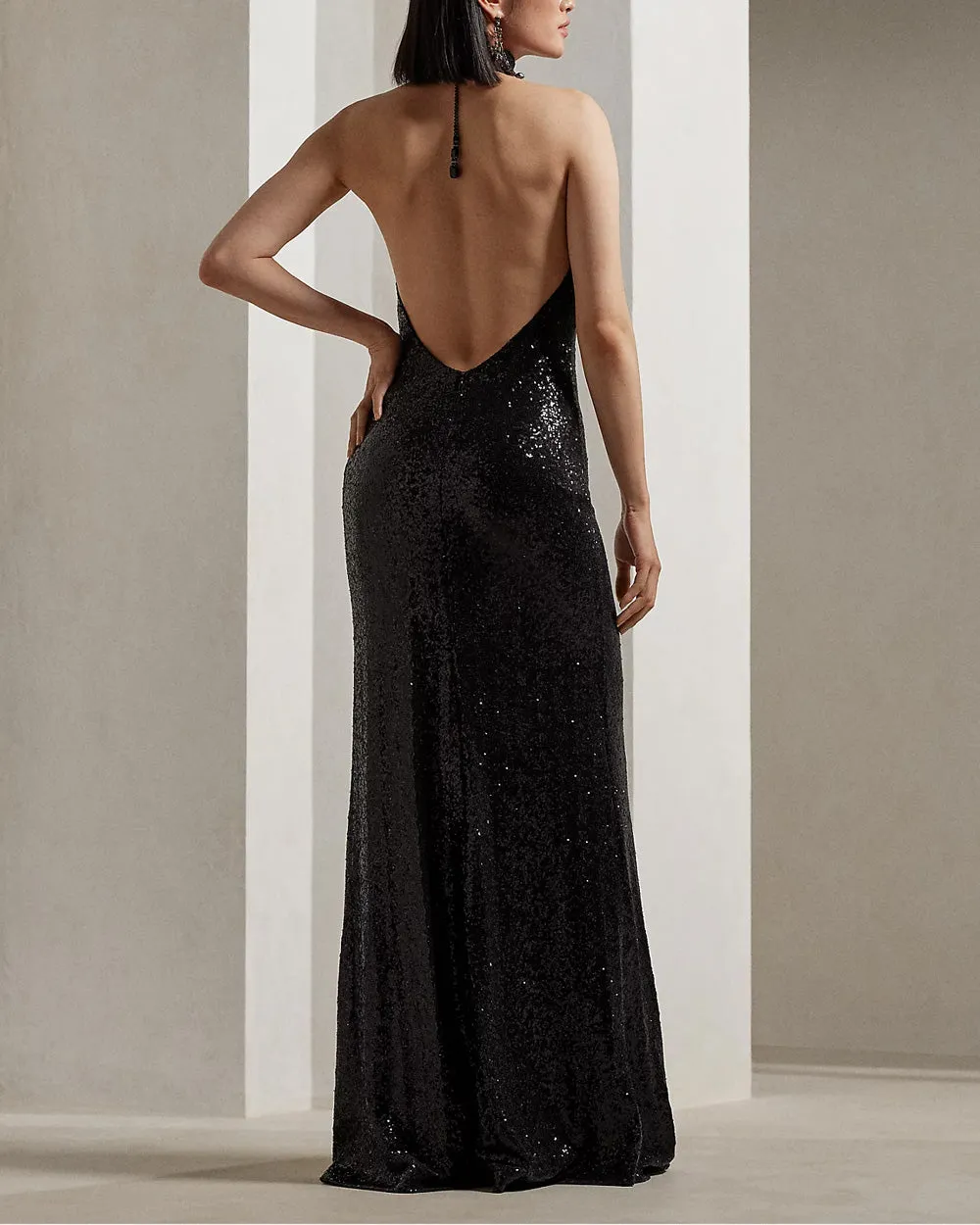 Black Embellished Sleeveless Gown