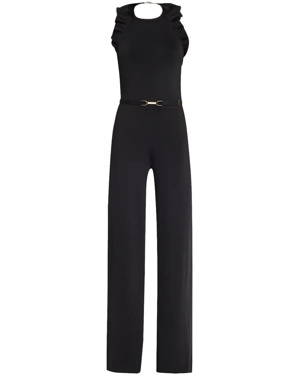 Black Halter Ruffle Jumpsuit