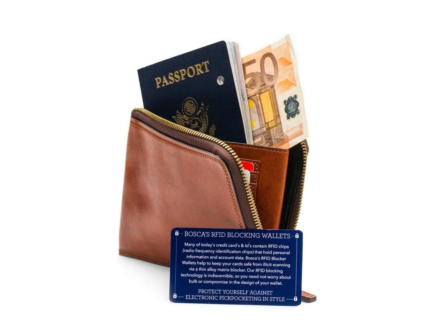 Bosca Dolce Zip Passport/Travel Document - RFID