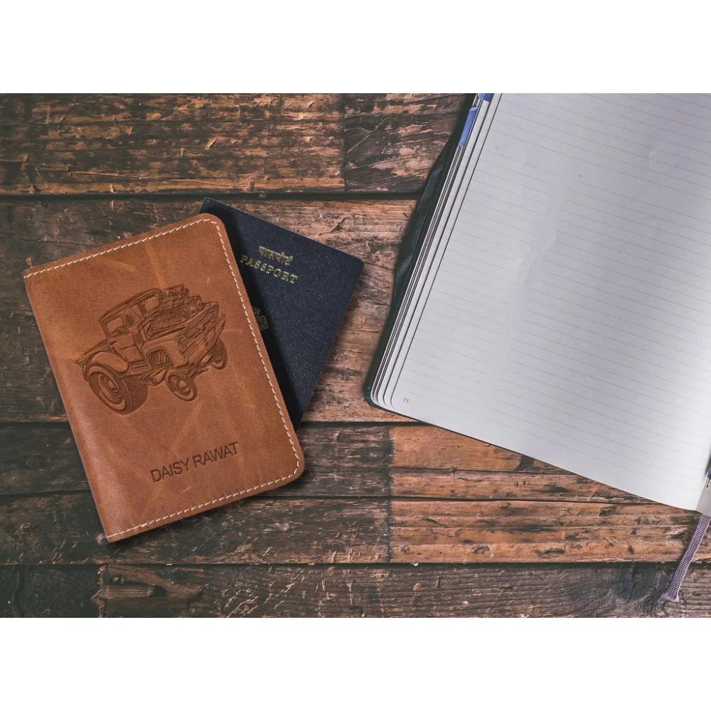 Car Design Leather Personalized Passport Cover