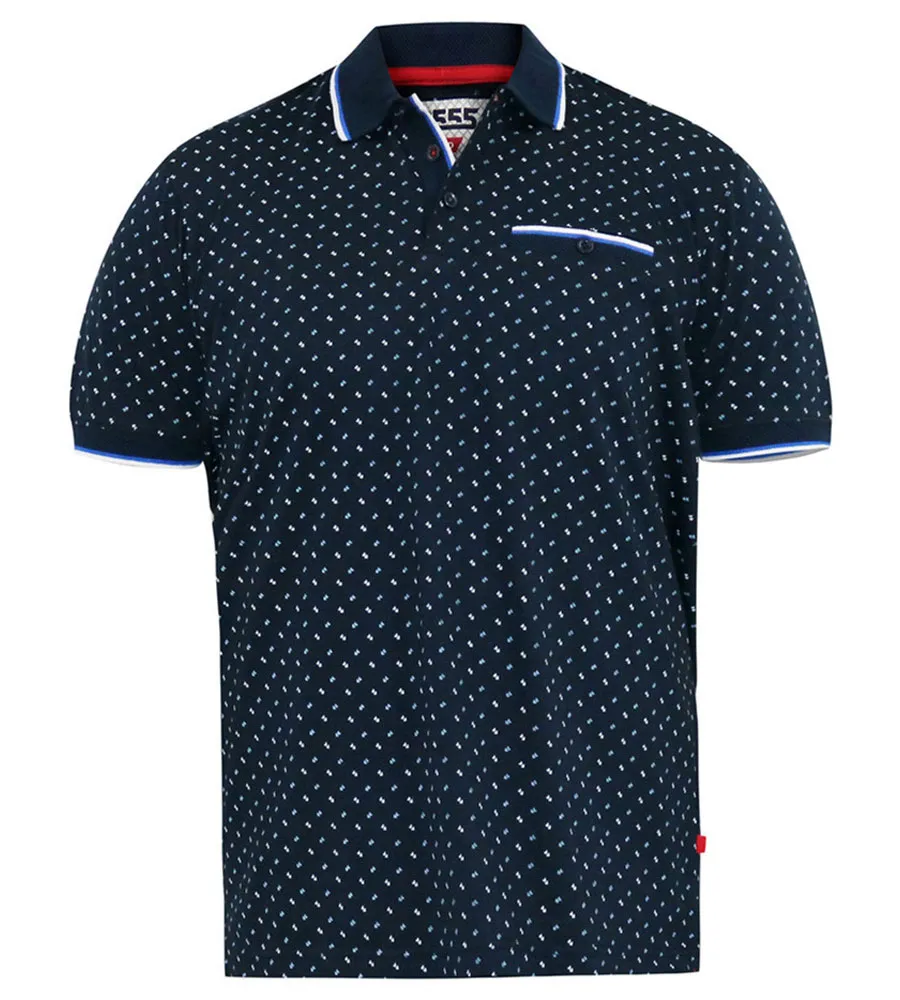 D555 Big Mens Jersey Polo With All Over Print and Jacquard Trims (OAKLEY)