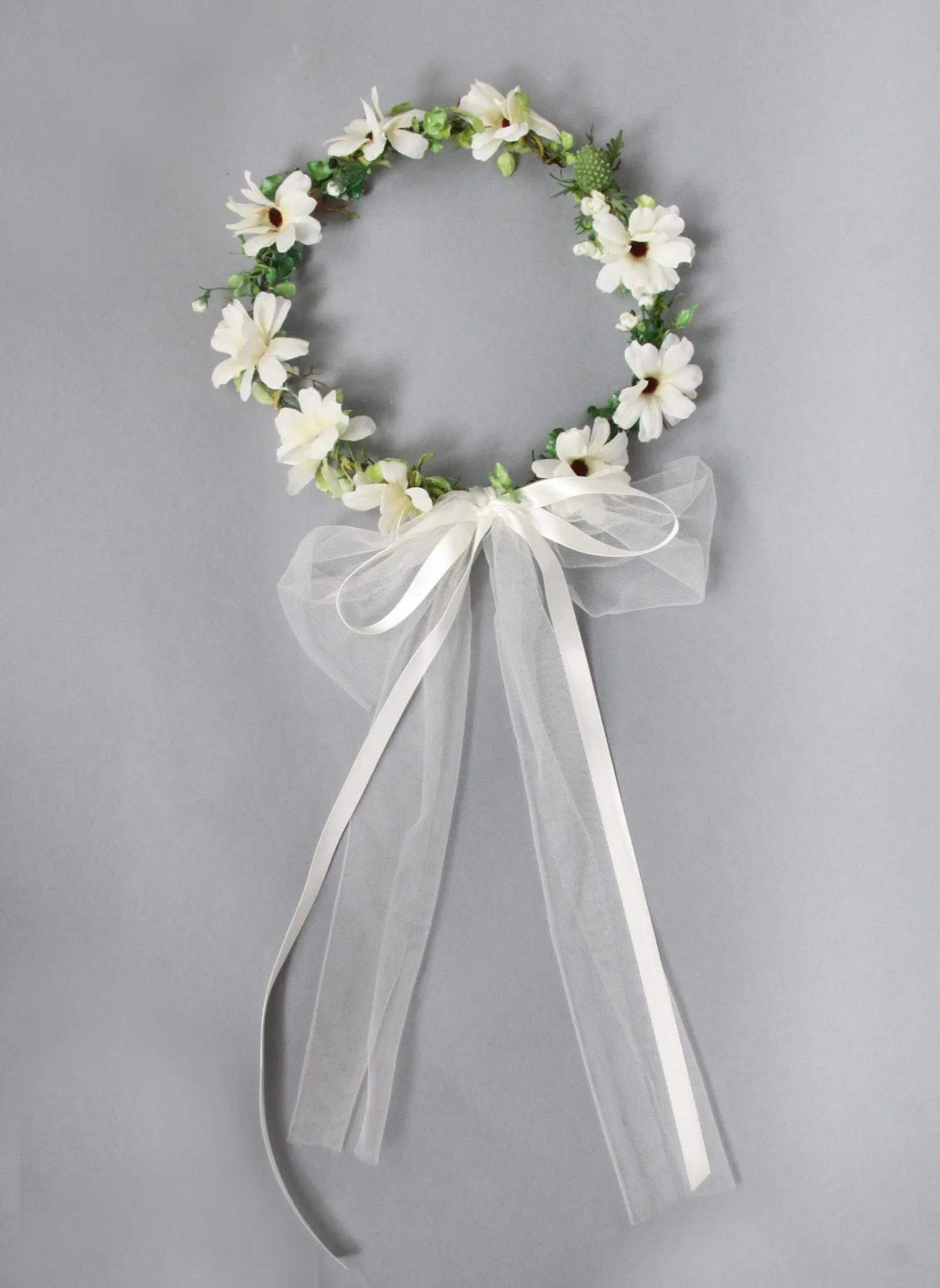 Girls Daisy Flower Head Wreath