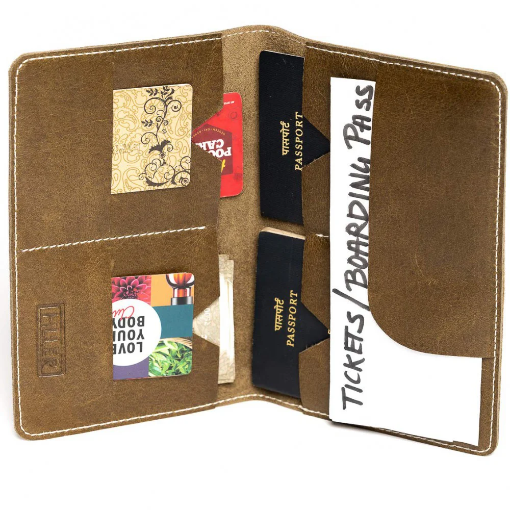 Hiller Leather Family Passport Holder/Business Card Holder/Money Purse for Men and Women (Writer)