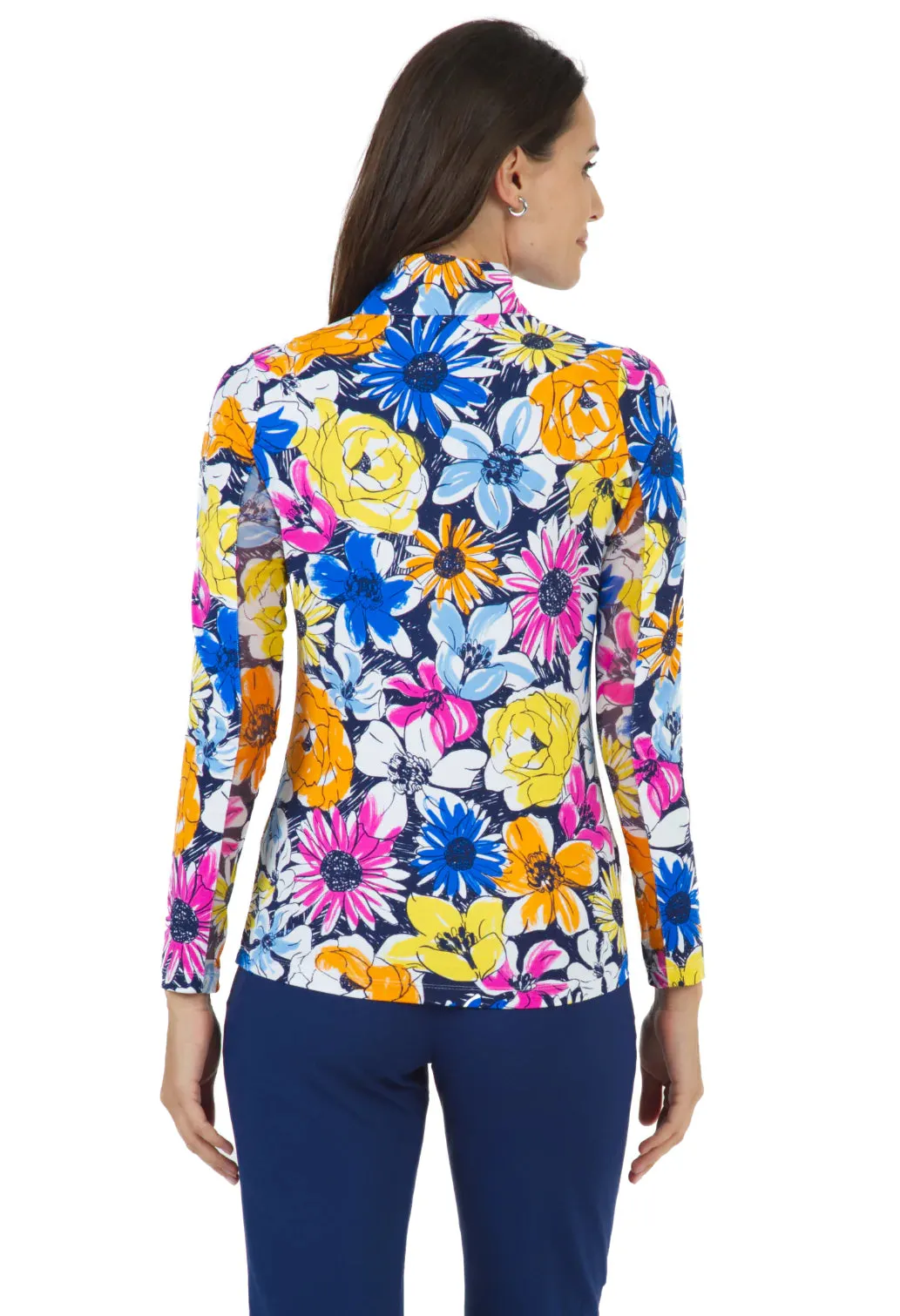 IBKUL Medeline Print Long Sleeve Mock Neck Top