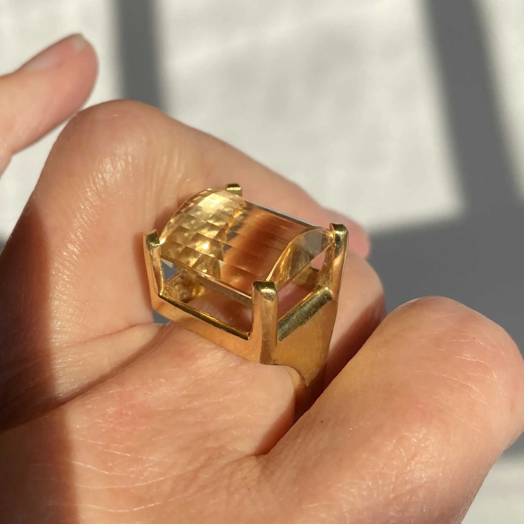 Impressive Fancy Cut Citrine Ring in 18K Gold