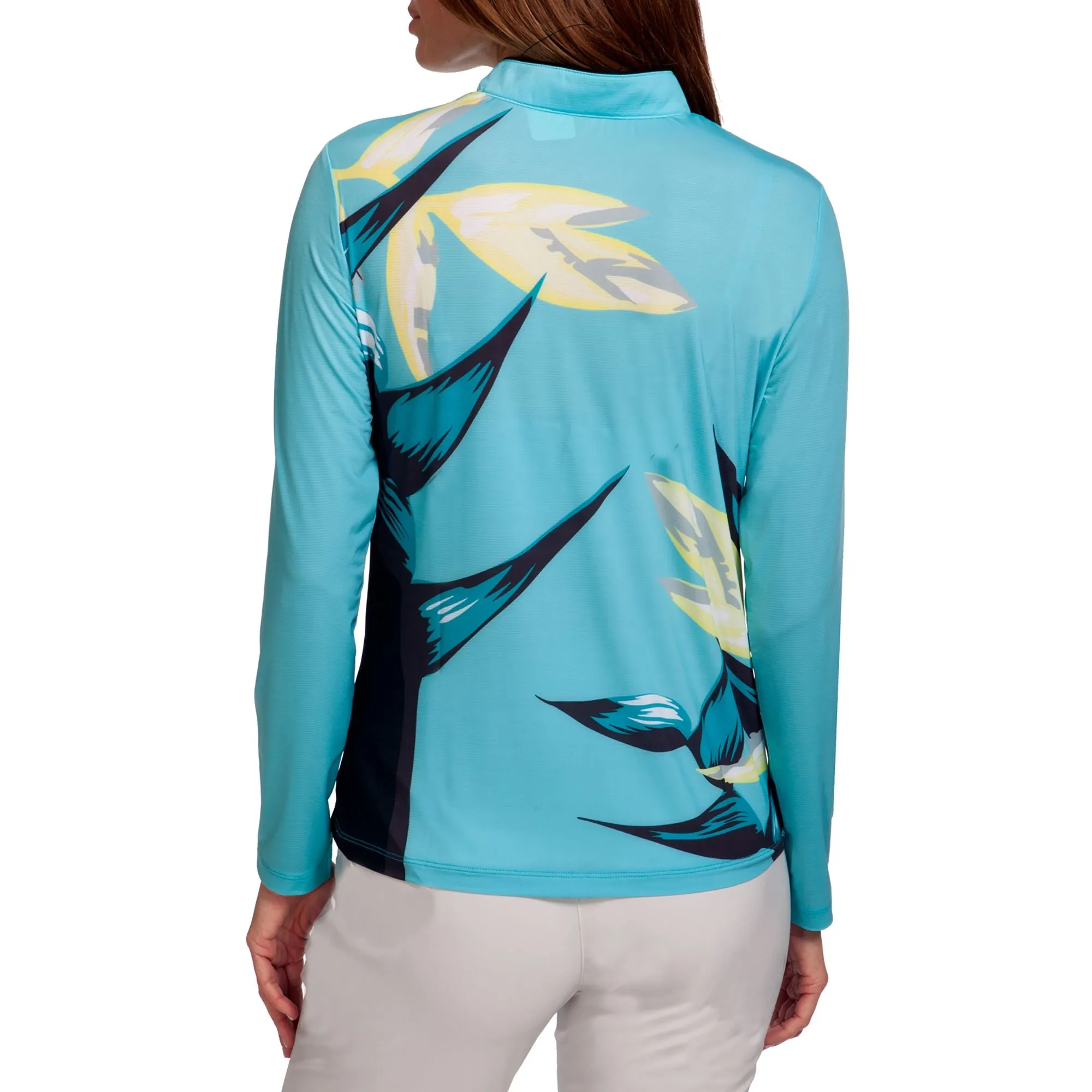 Jamie Sadock Polo Long Sleeve Botanical Aqua