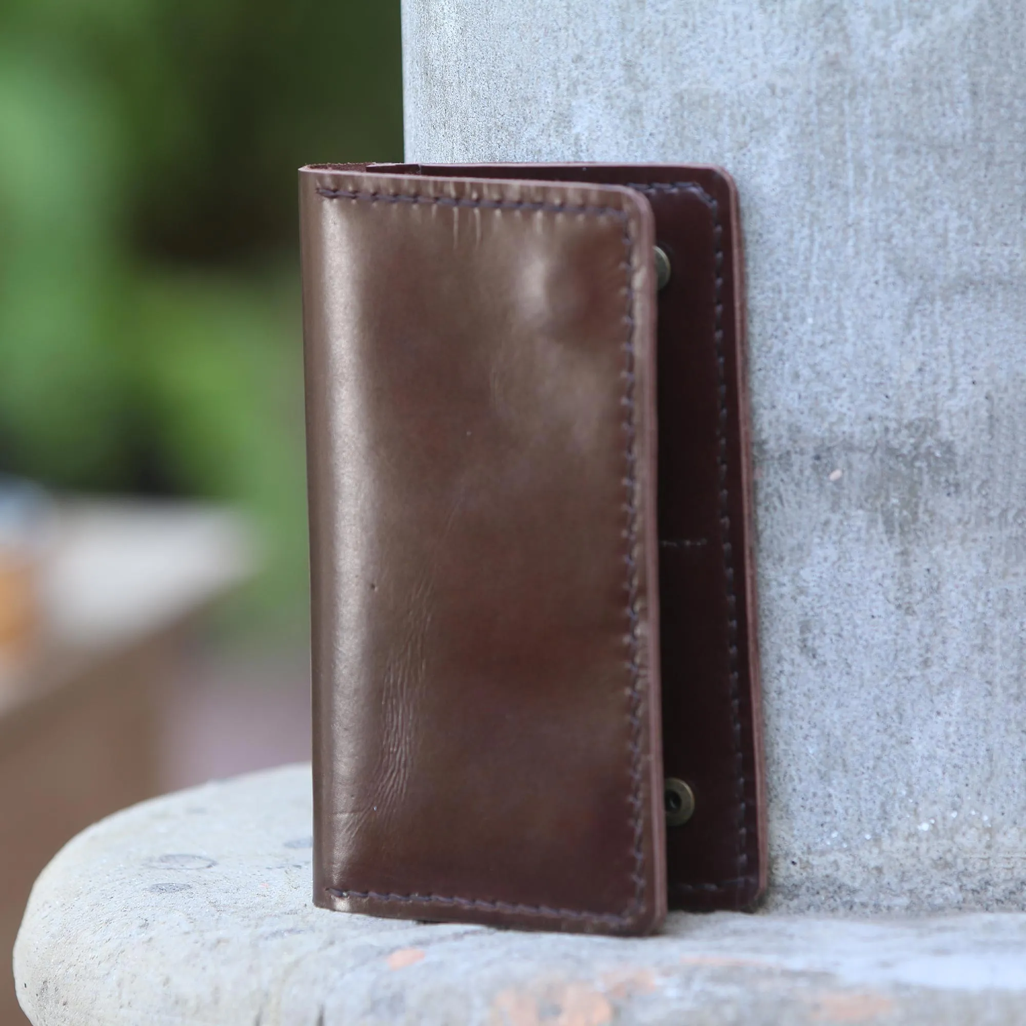 Journey Mate in Dark Brown Dark Brown Leather Snap Closure Bi-Fold Passport Wallet