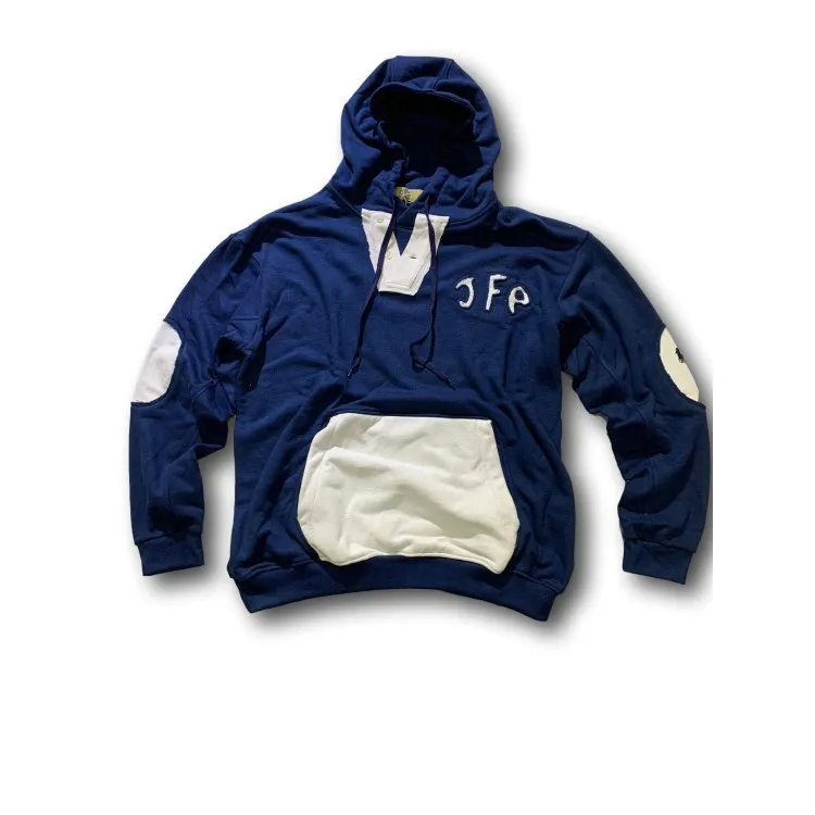 Just For Poor ARNAUX C RALPH LAUREN Felpa Unisex in Cotone con Cappuccio Blu Bianco