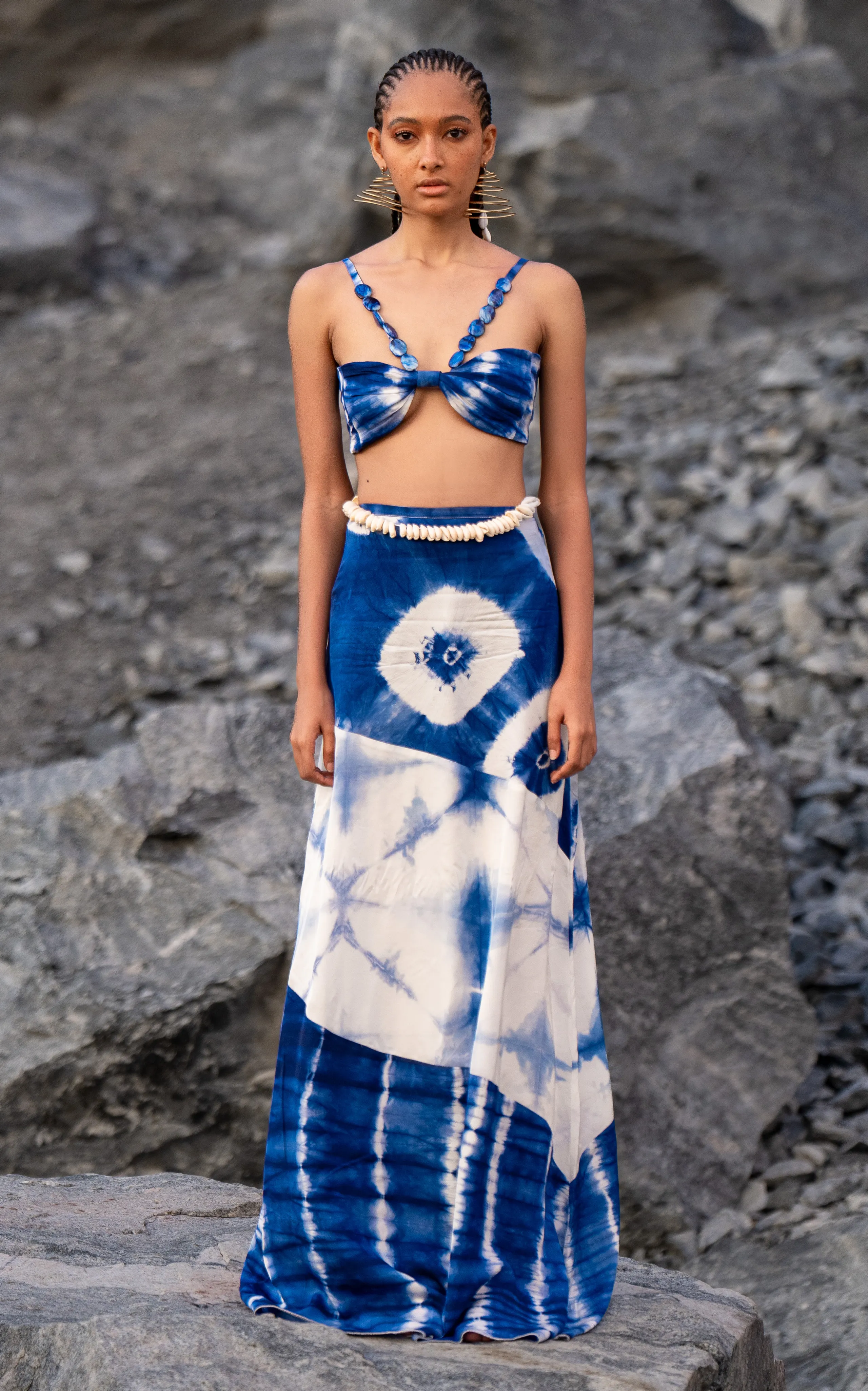 Kilentar Exclusive Wata Tie-Dyed Crepe Maxi Skirt