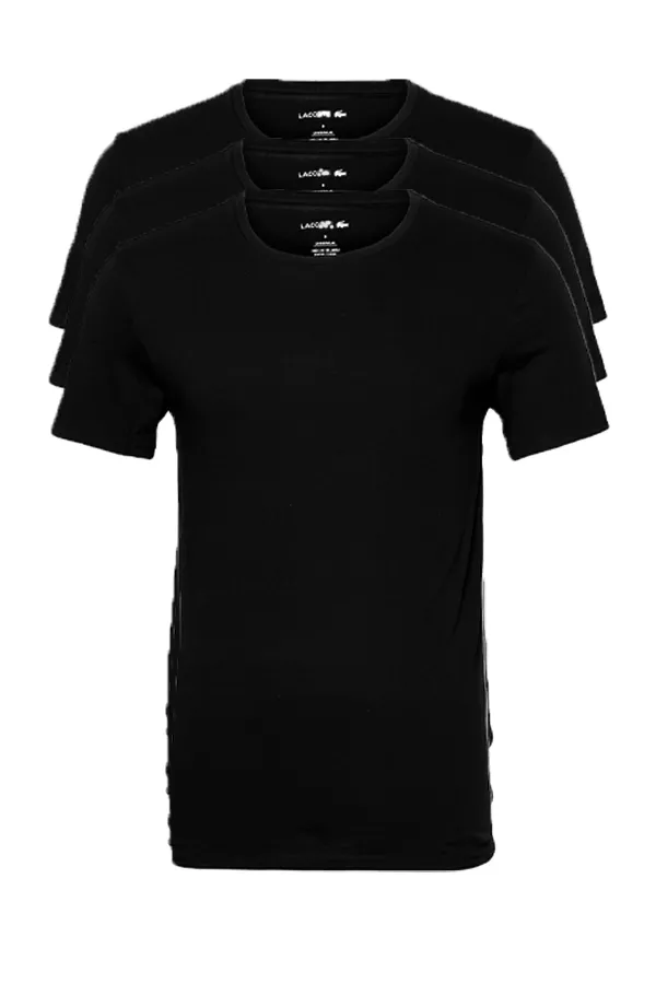 Lacoste 3-Pack Crew Tee Plain Cotton Black