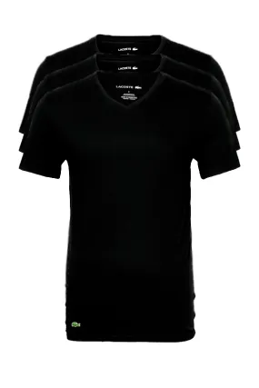 Lacoste 3-Pack V-Neck Tee Plain Cotton Black