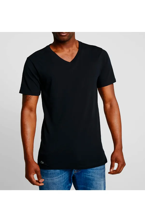 Lacoste 3-Pack V-Neck Tee Plain Cotton Black