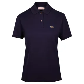 Ladies Lacoste Regular Fit Soft Cotton Petit Piqu Polo Shirt Navy Blue