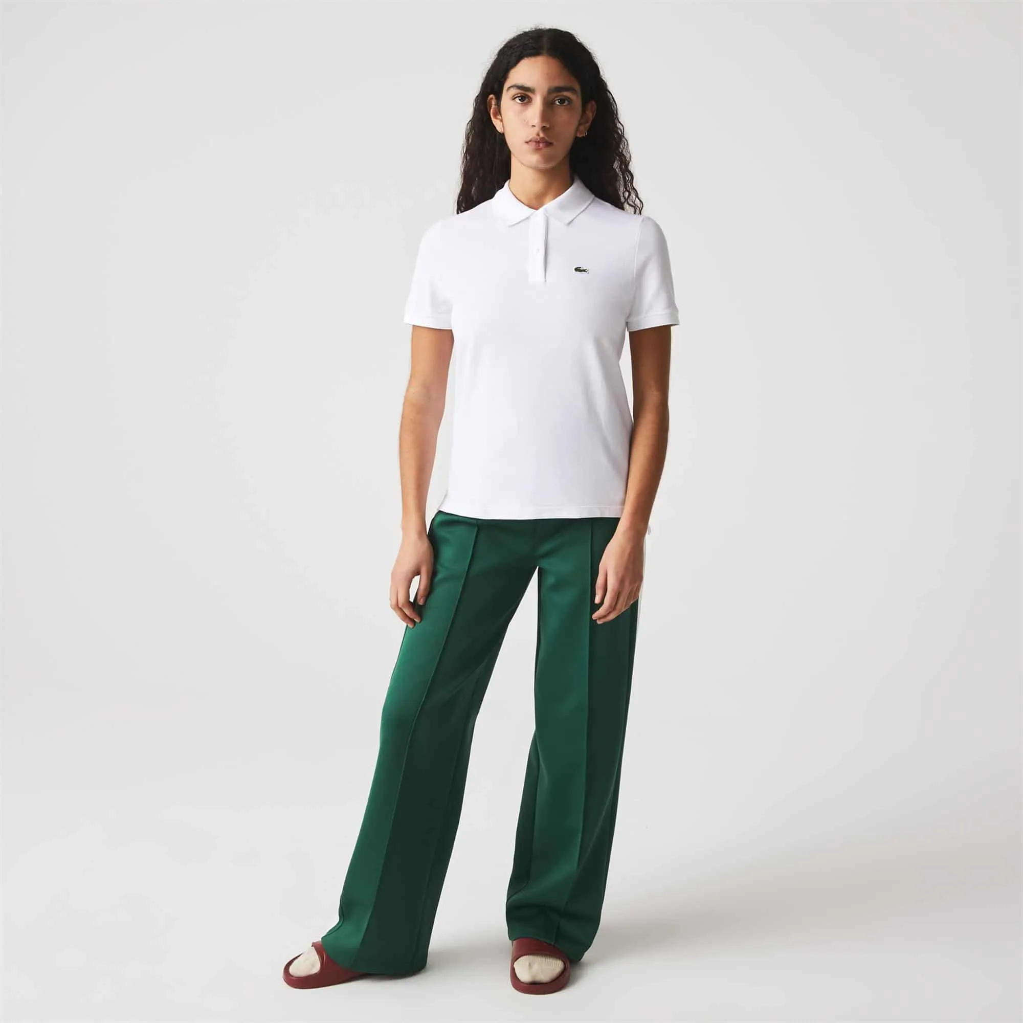 Ladies Lacoste Regular Fit Soft Cotton Petit Piqu Polo Shirt White