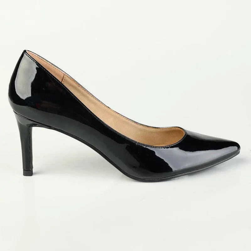 Madison Penny 3 Patent Court Heels - Black