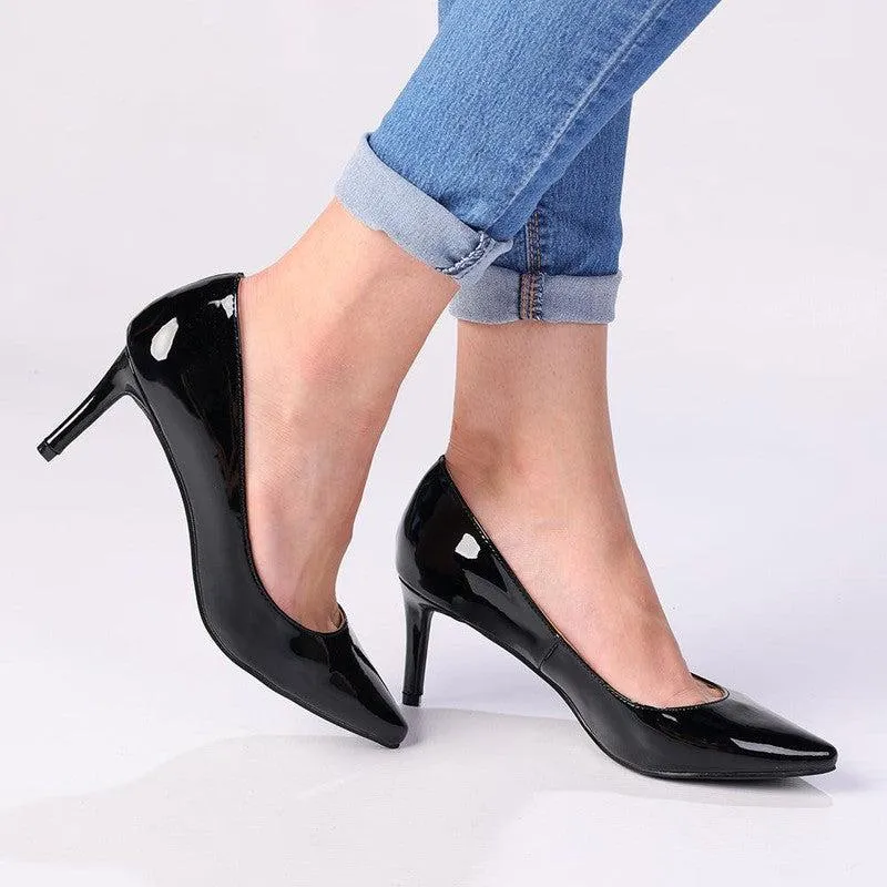 Madison Penny 3 Patent Court Heels - Black