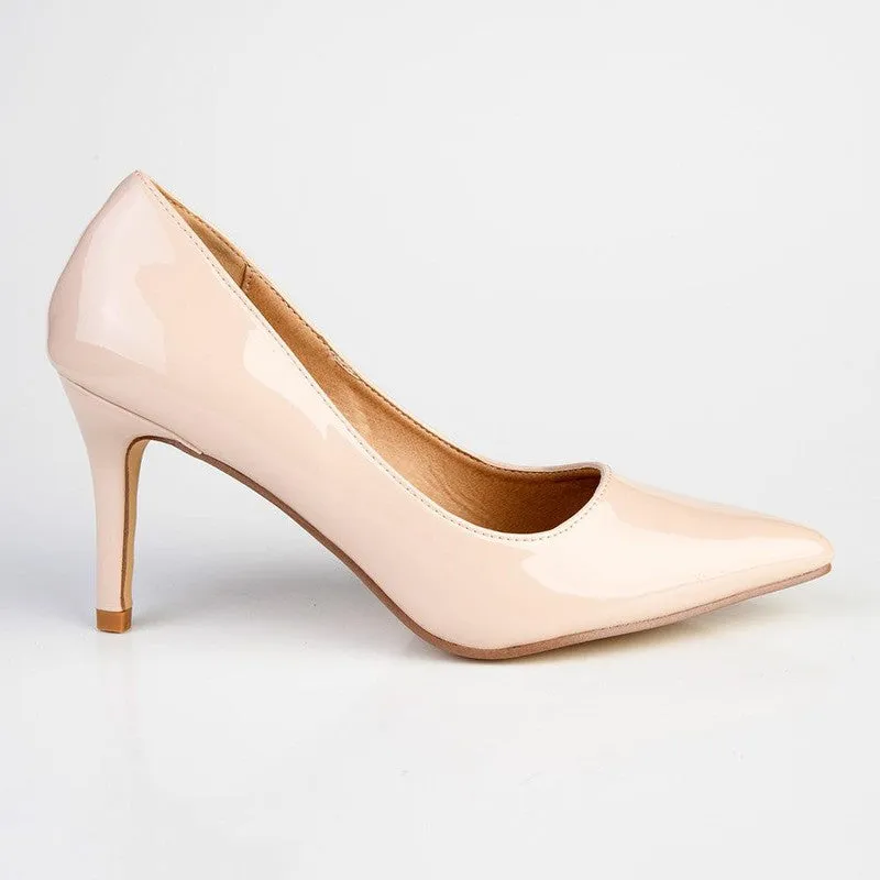 Madison Penny 3 Patent Court Heels - Nude