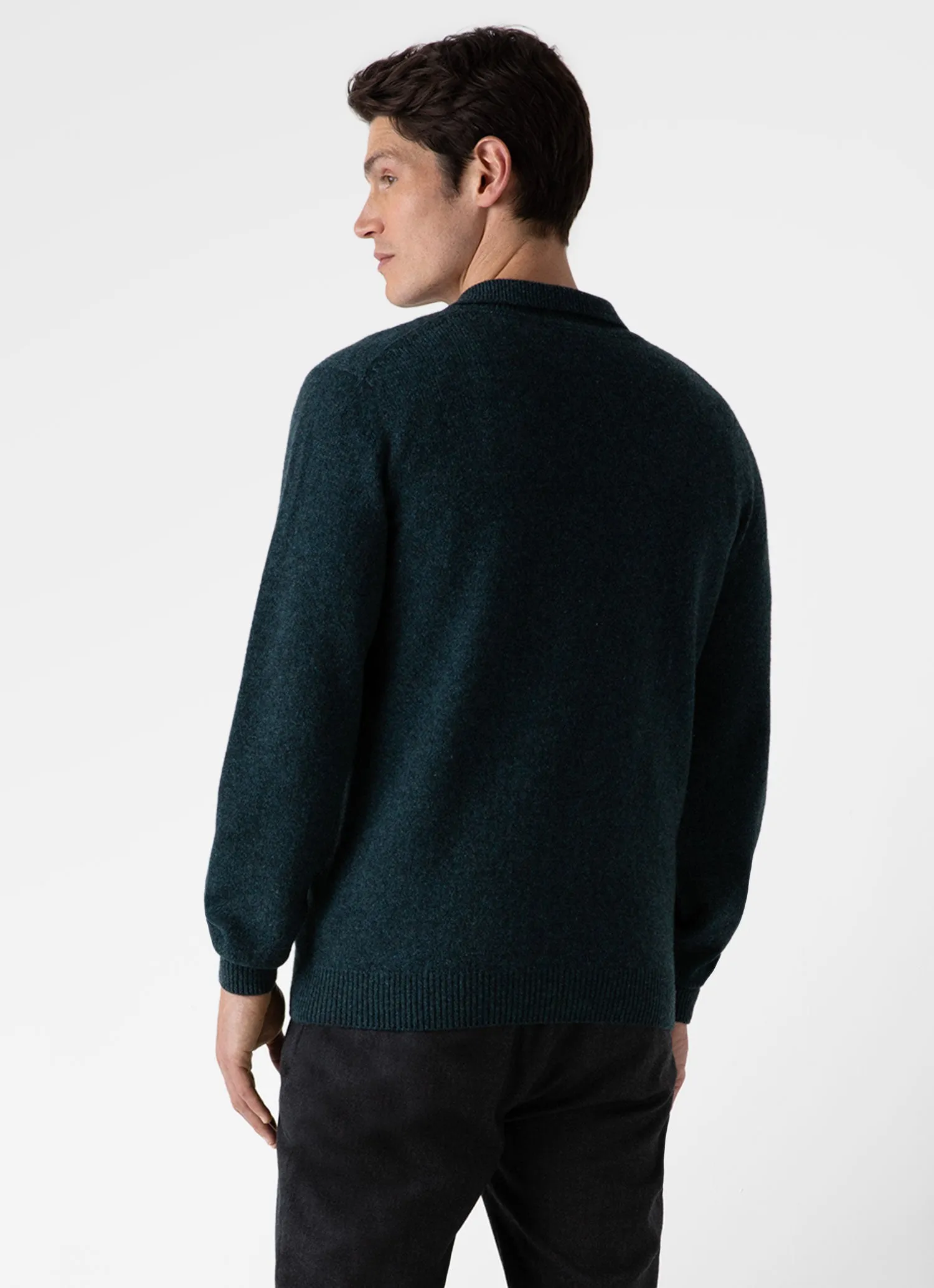 Men's Lambswool Polo Shirt in Peacock