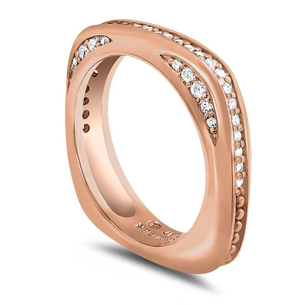 Modern Sensuality Diamond Crescent Unity Wedding Band