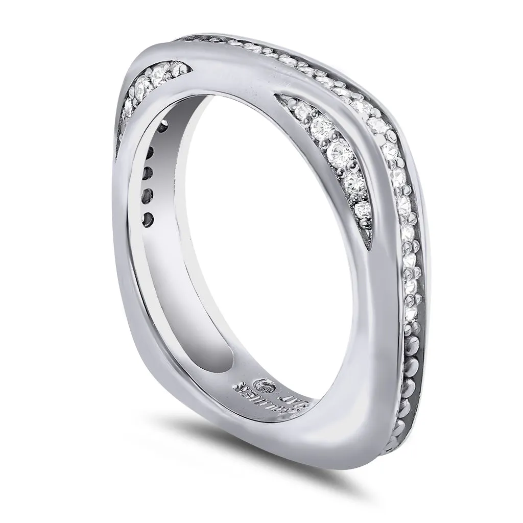 Modern Sensuality Diamond Crescent Unity Wedding Band