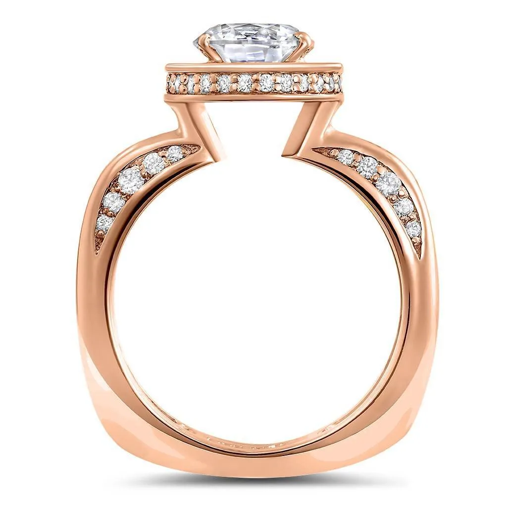 Modern Sensuality Diamond Halo Unity Engagement Ring