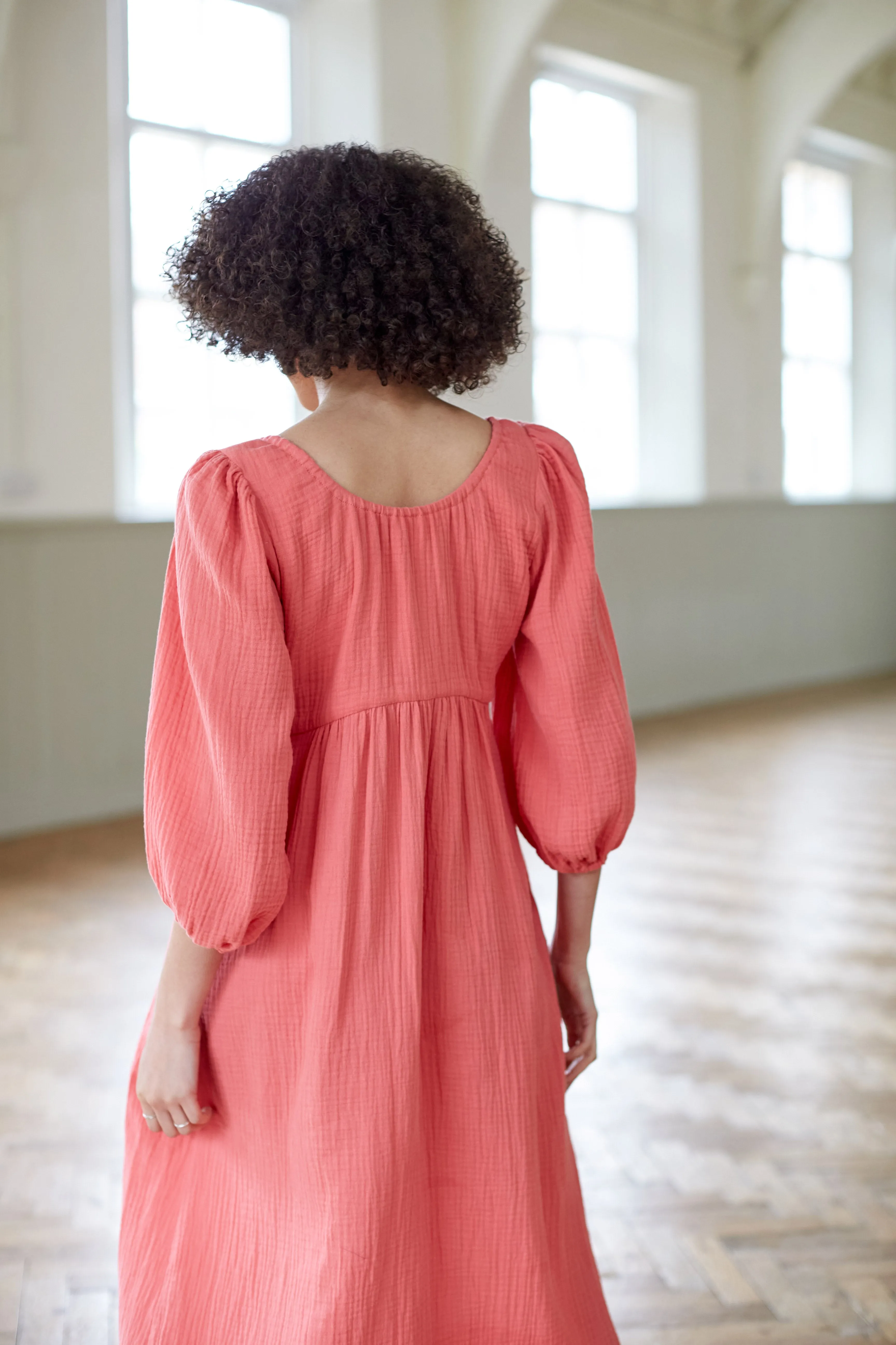 Pavilion Dress in Coral Cotton