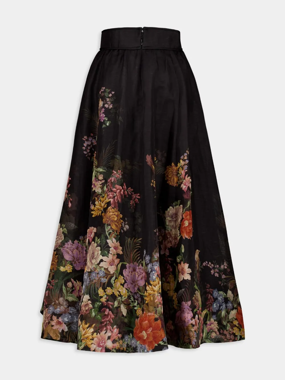 Pavilion Gathered Black Midi Skirt