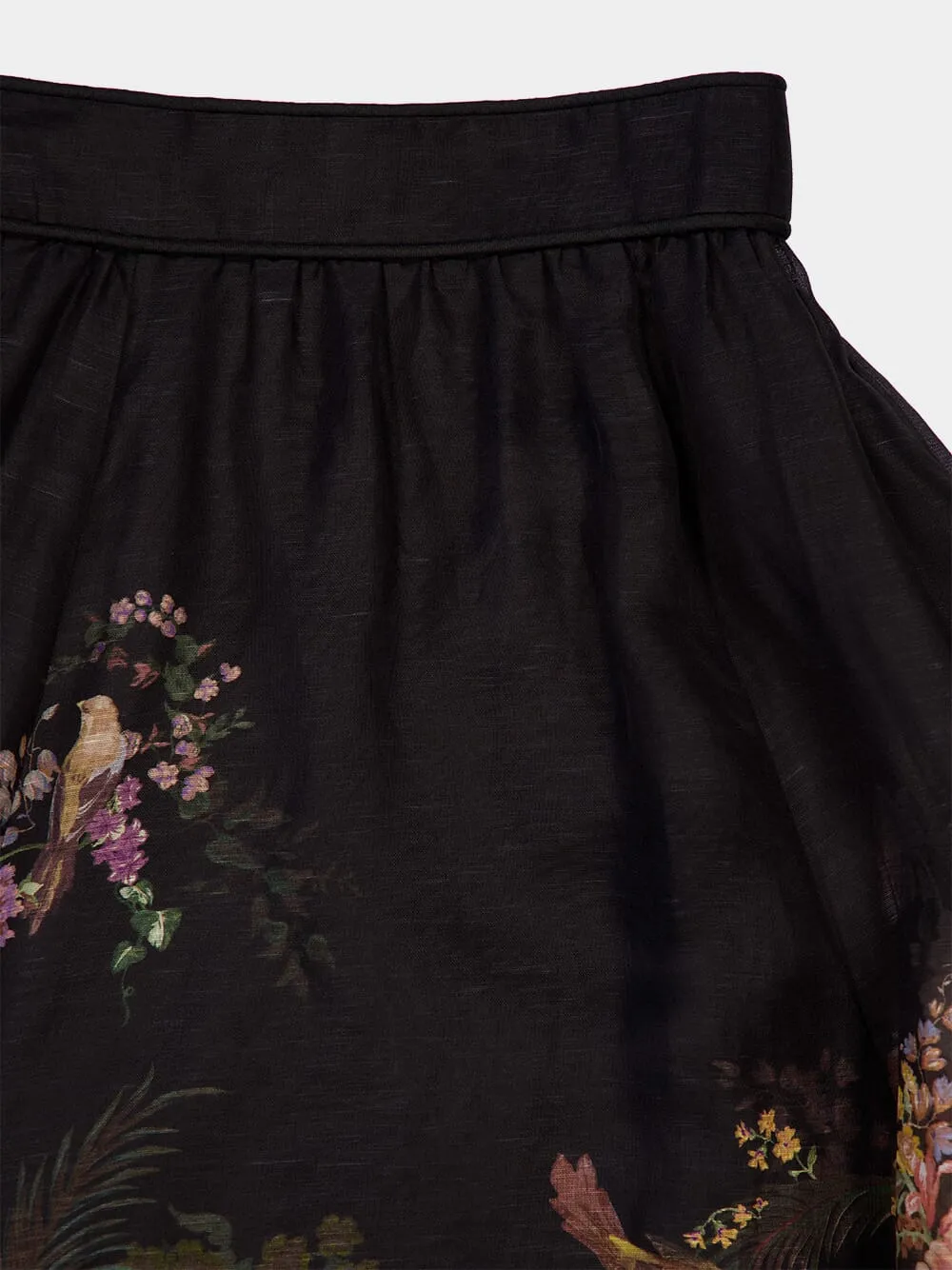 Pavilion Gathered Black Midi Skirt