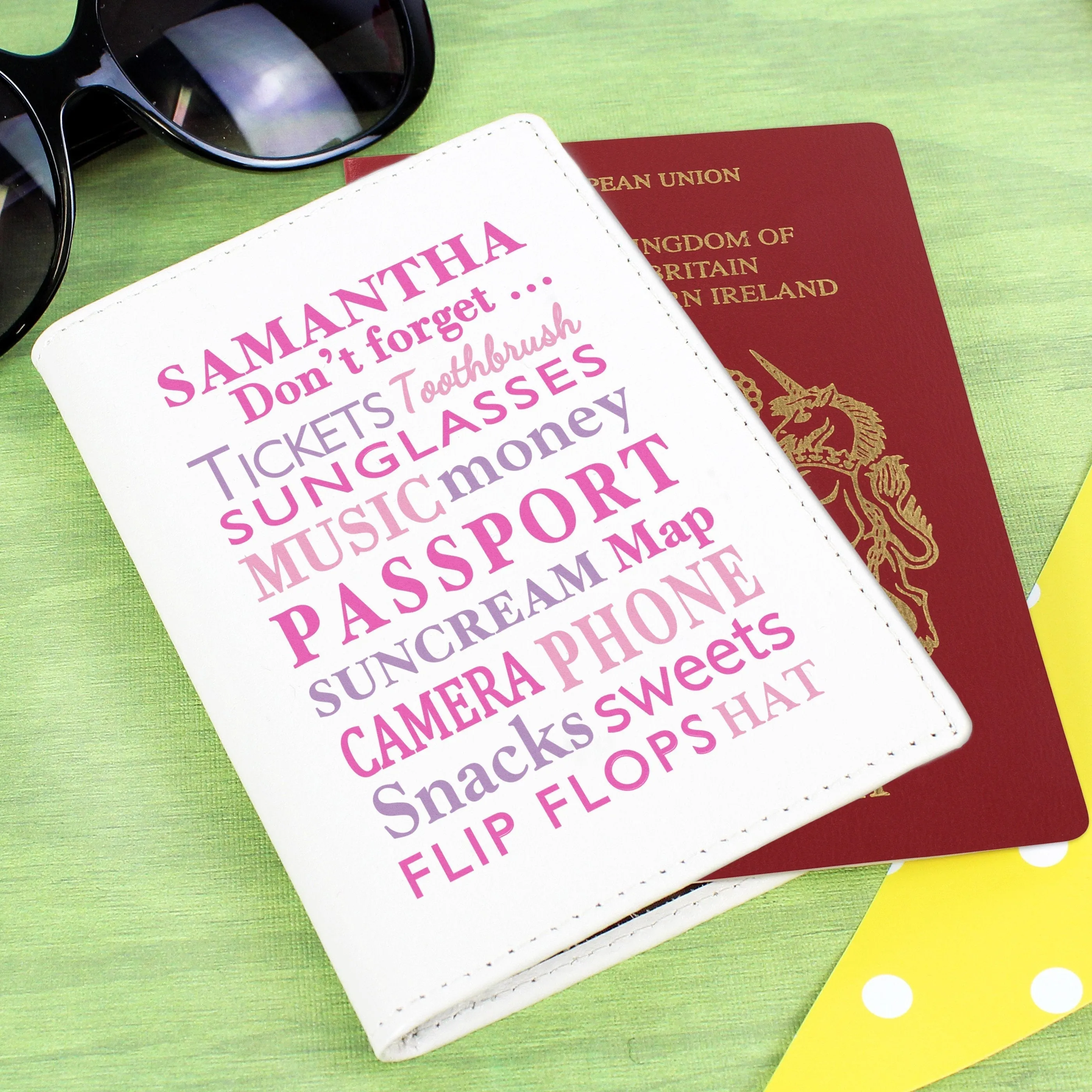 Personalised Dont Forget Cream Passport Holder