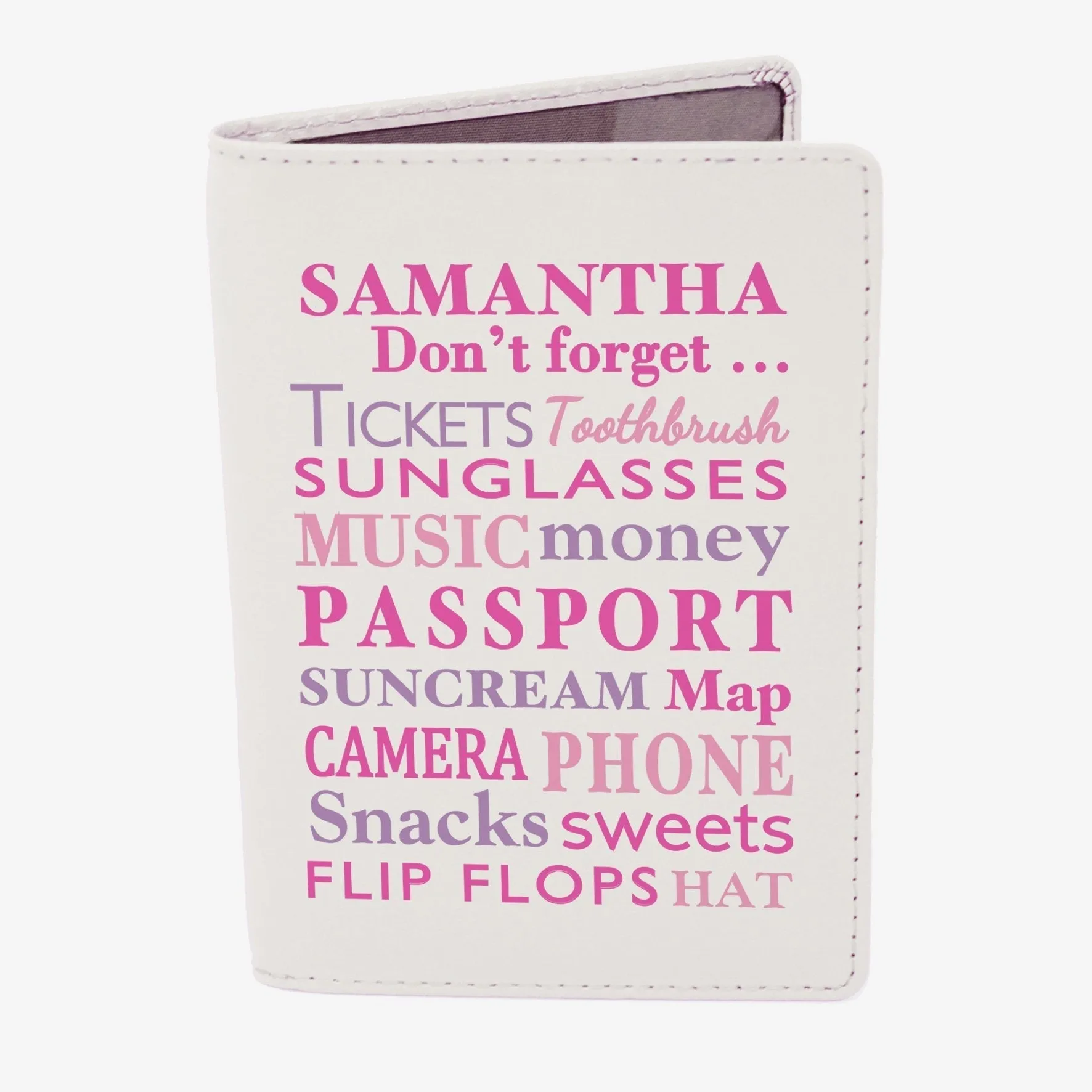 Personalised Dont Forget Cream Passport Holder