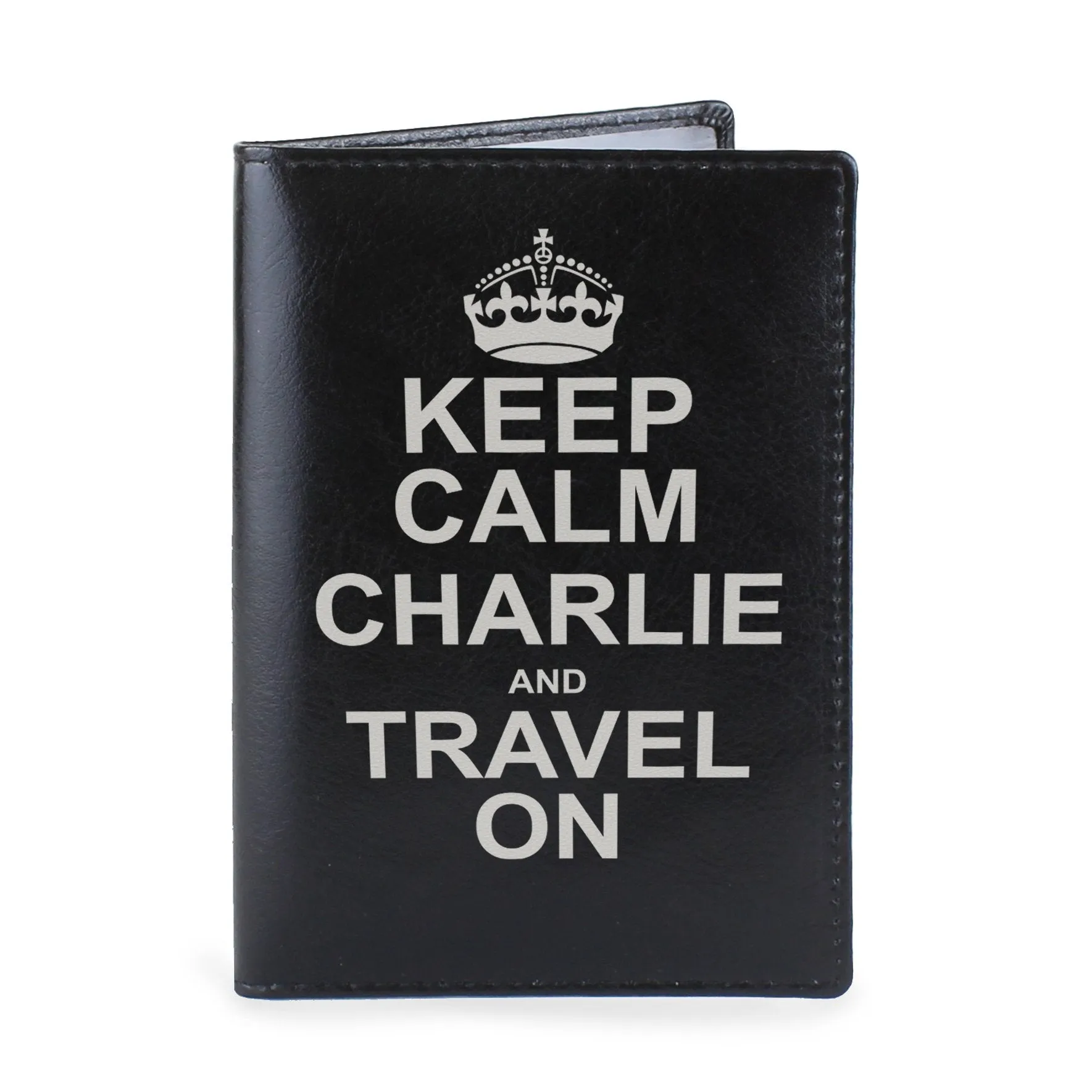 Personalised Keep Calm Black Passport Holder