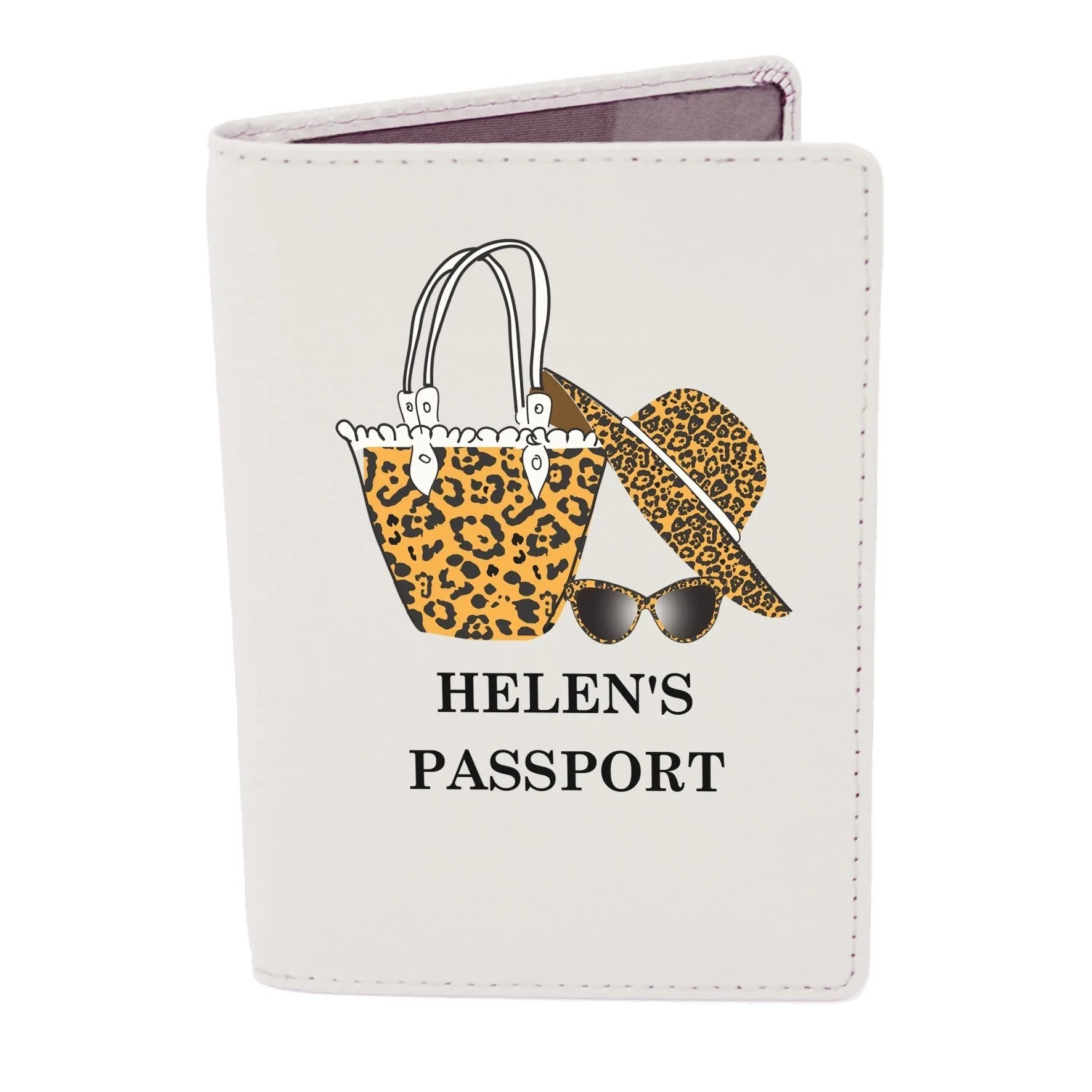 Personalised Leopard Print Cream Passport Holder