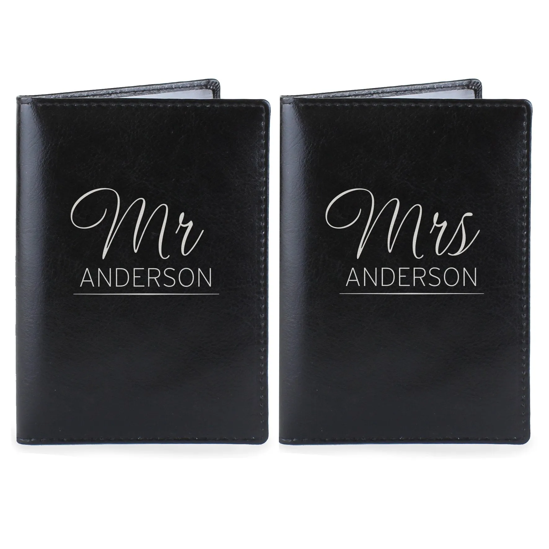 Personalised Mr & Mrs Black Passport Holders