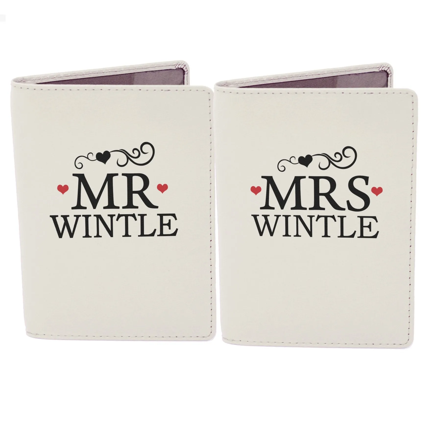 Personalised Mr & Mrs Cream Passport Holders