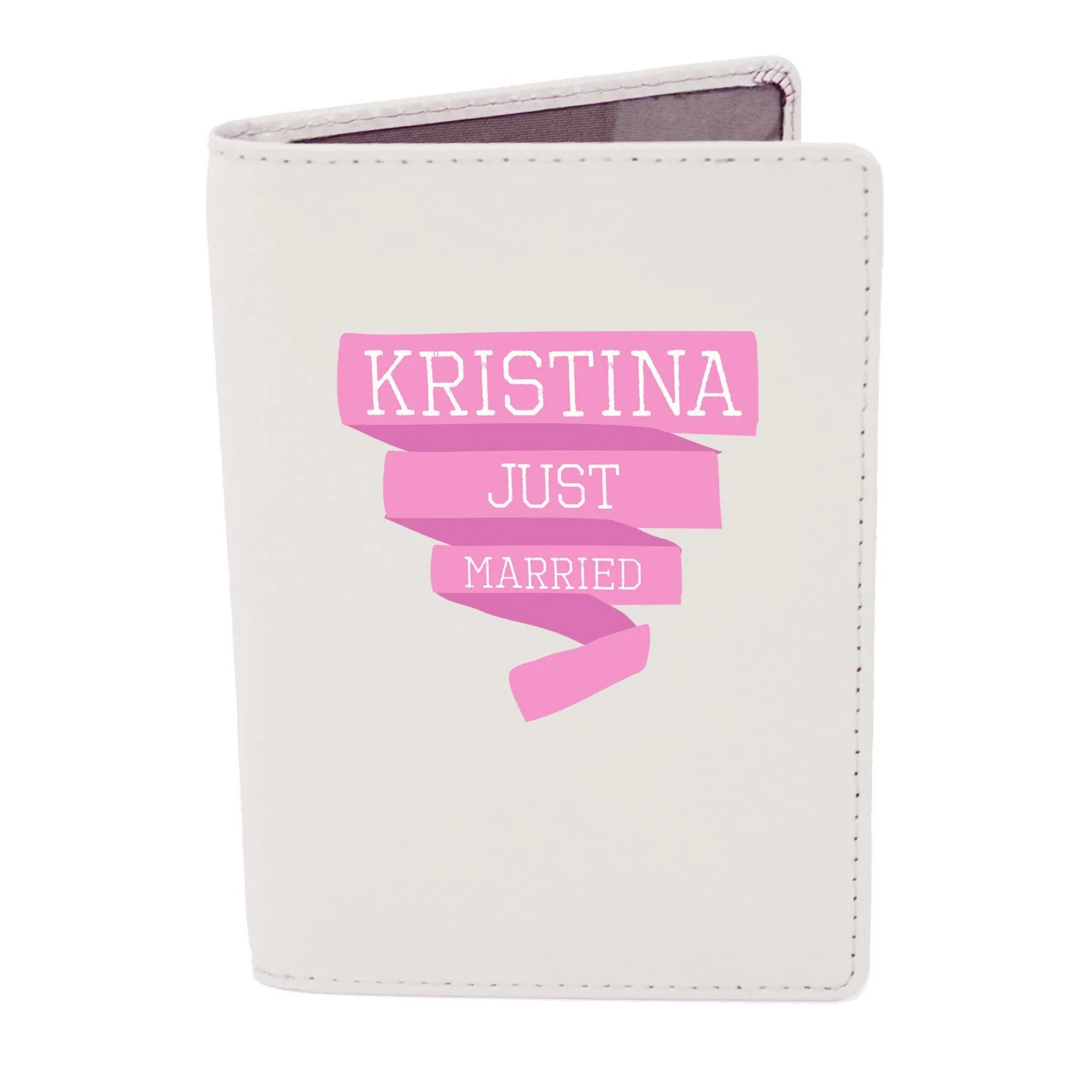 Personalised Pink Banner Cream Passport Holder