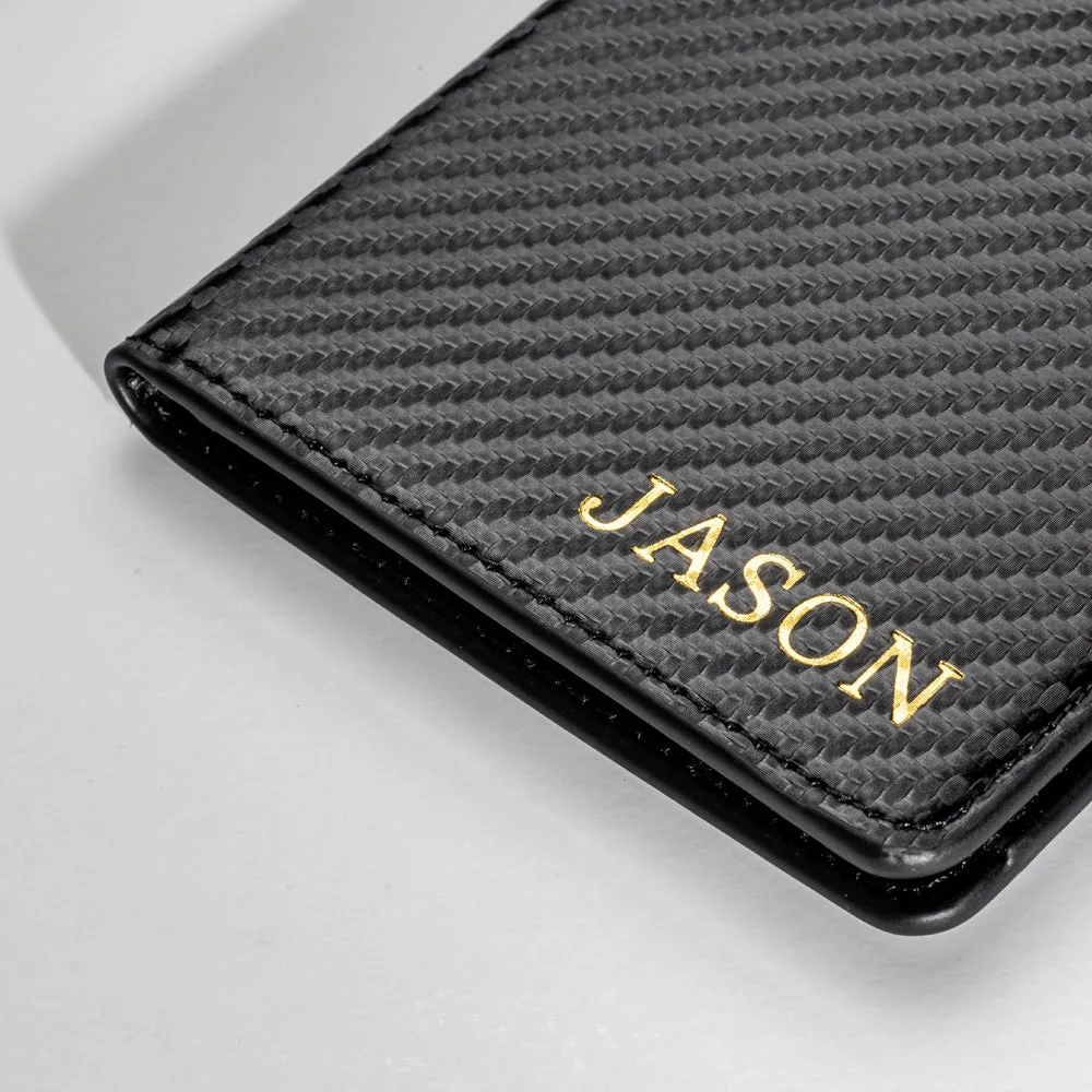 Personalised Premium Passport Holder and Luggage Tag (Carbon Fibre)