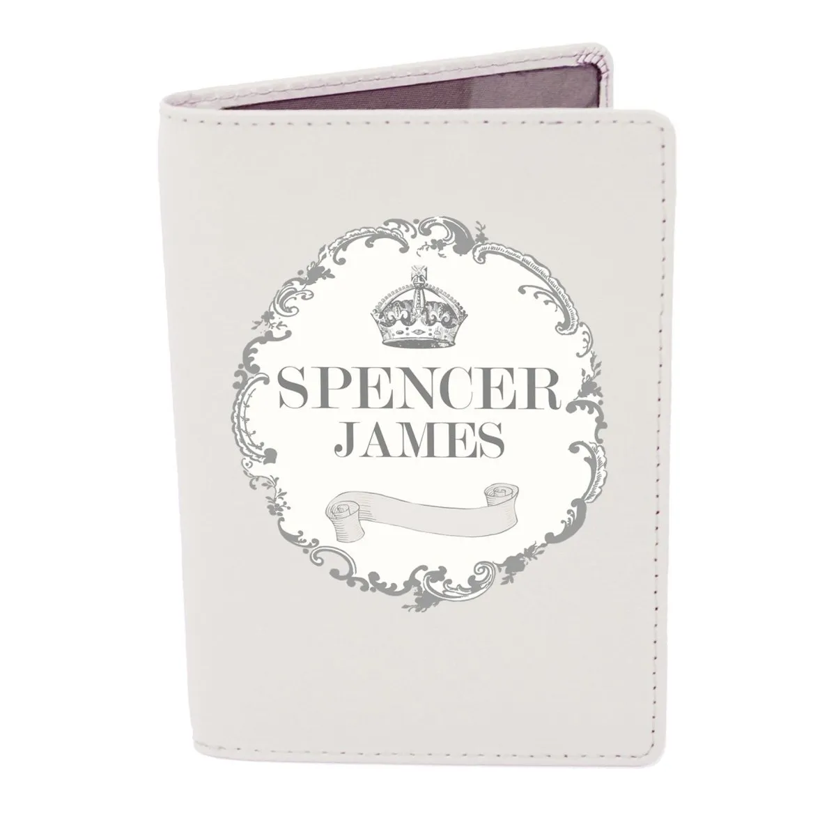 Personalised Royal Crown Cream Passport Holder