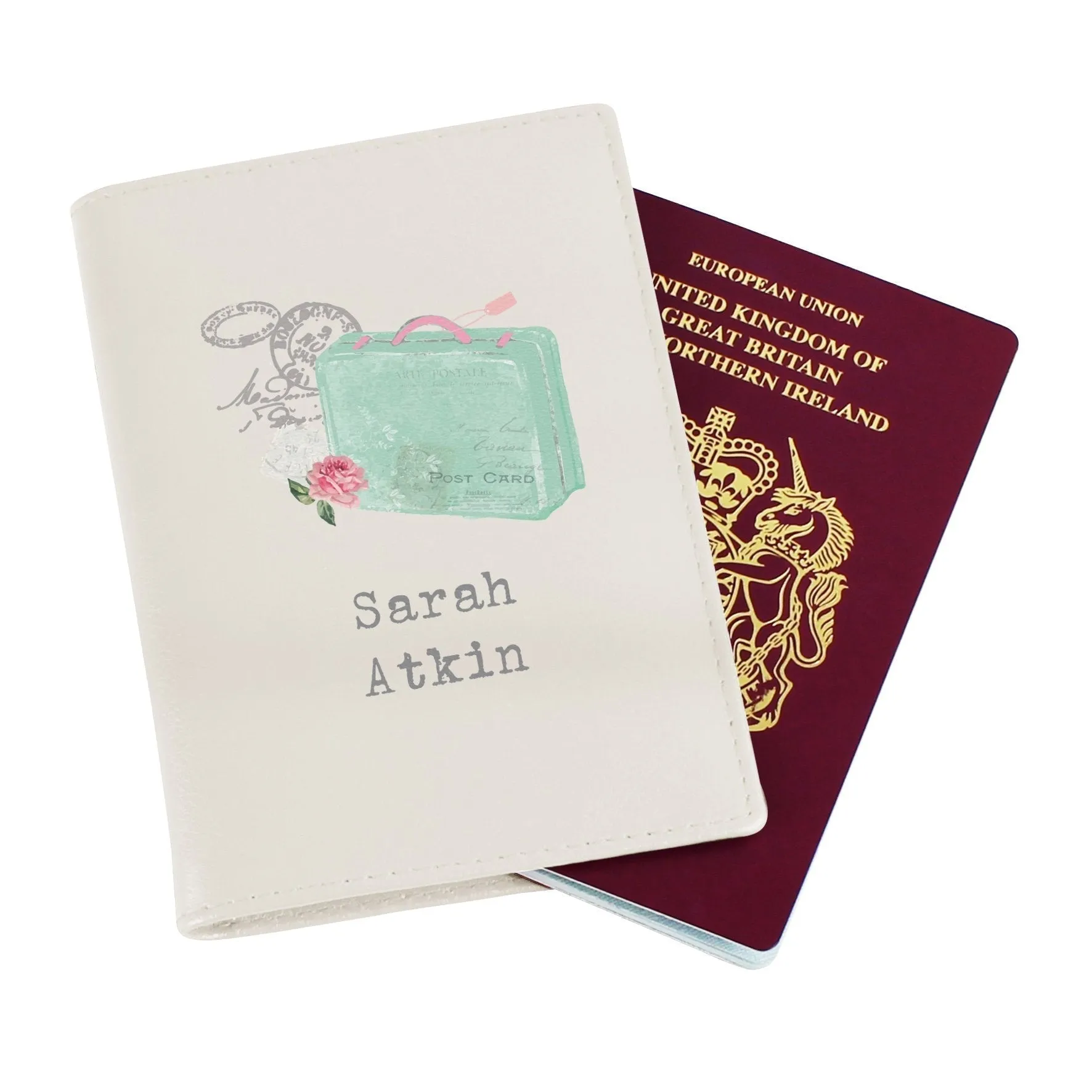 Personalised Vintage Pastel Travel Cream Passport Holder