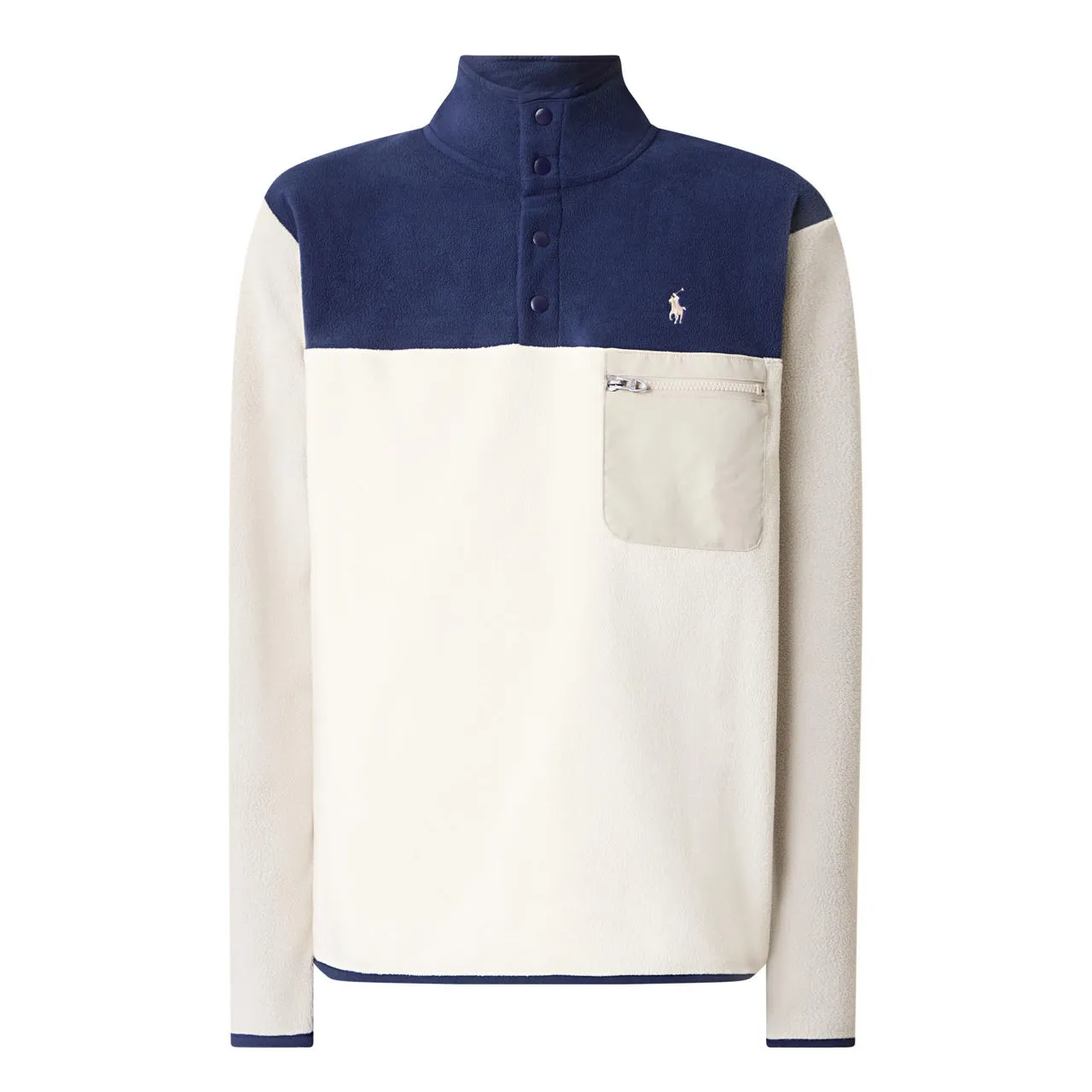 POLO RALPH LAUREN Logo Half-Buttoned Fleece Sweatshirt - Cream