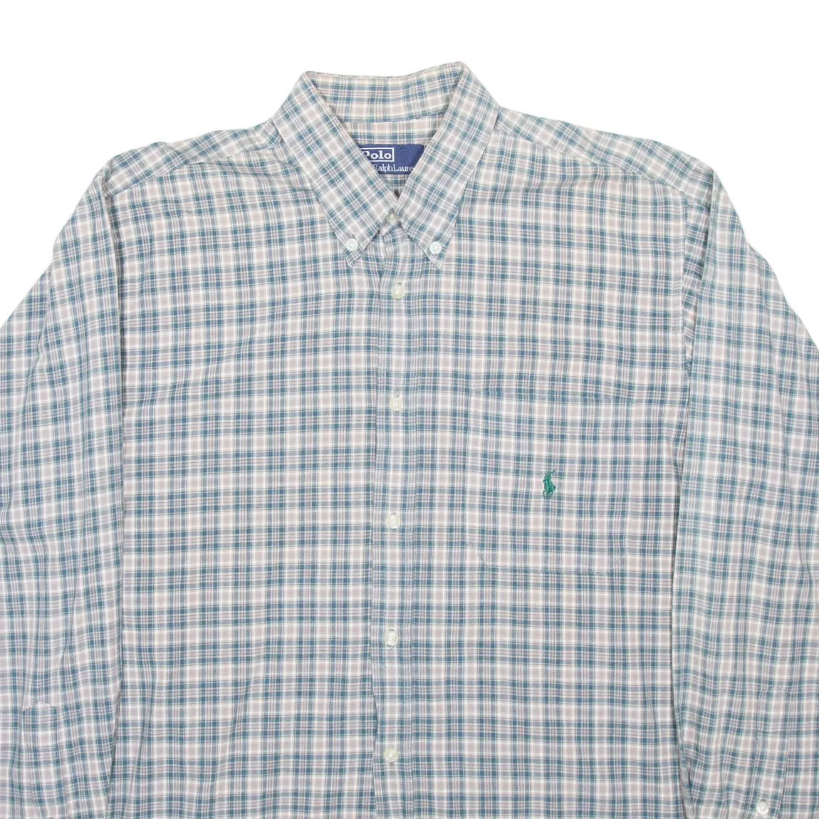 POLO RALPH LAUREN Mens Shirt Blue Check Long Sleeve 2XL