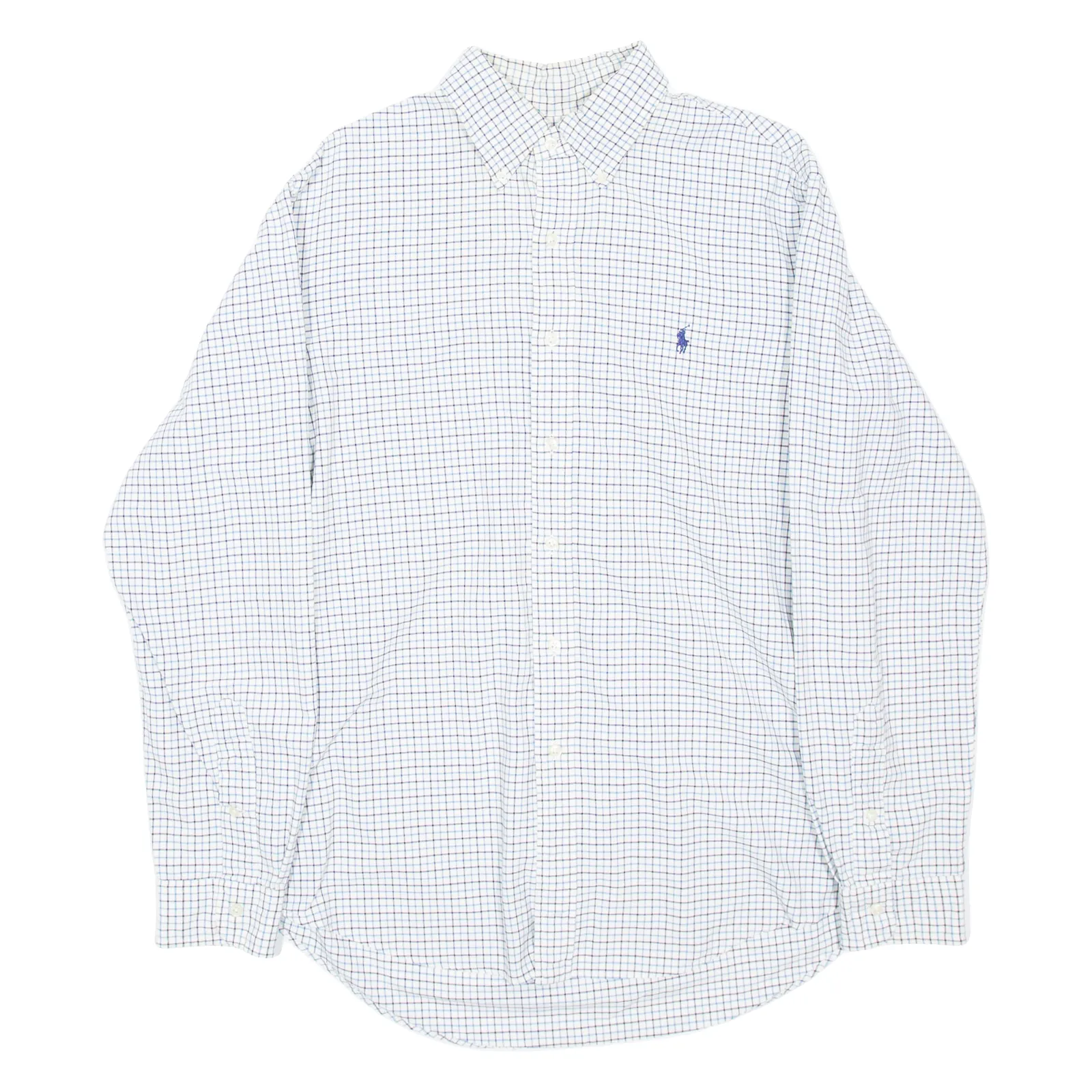 POLO RALPH LAUREN Mens Shirt White Check Long Sleeve L