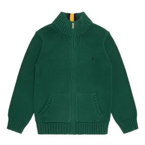 POLO RALPH LAUREN Pony Logo Zip-Through Cardigan - Green