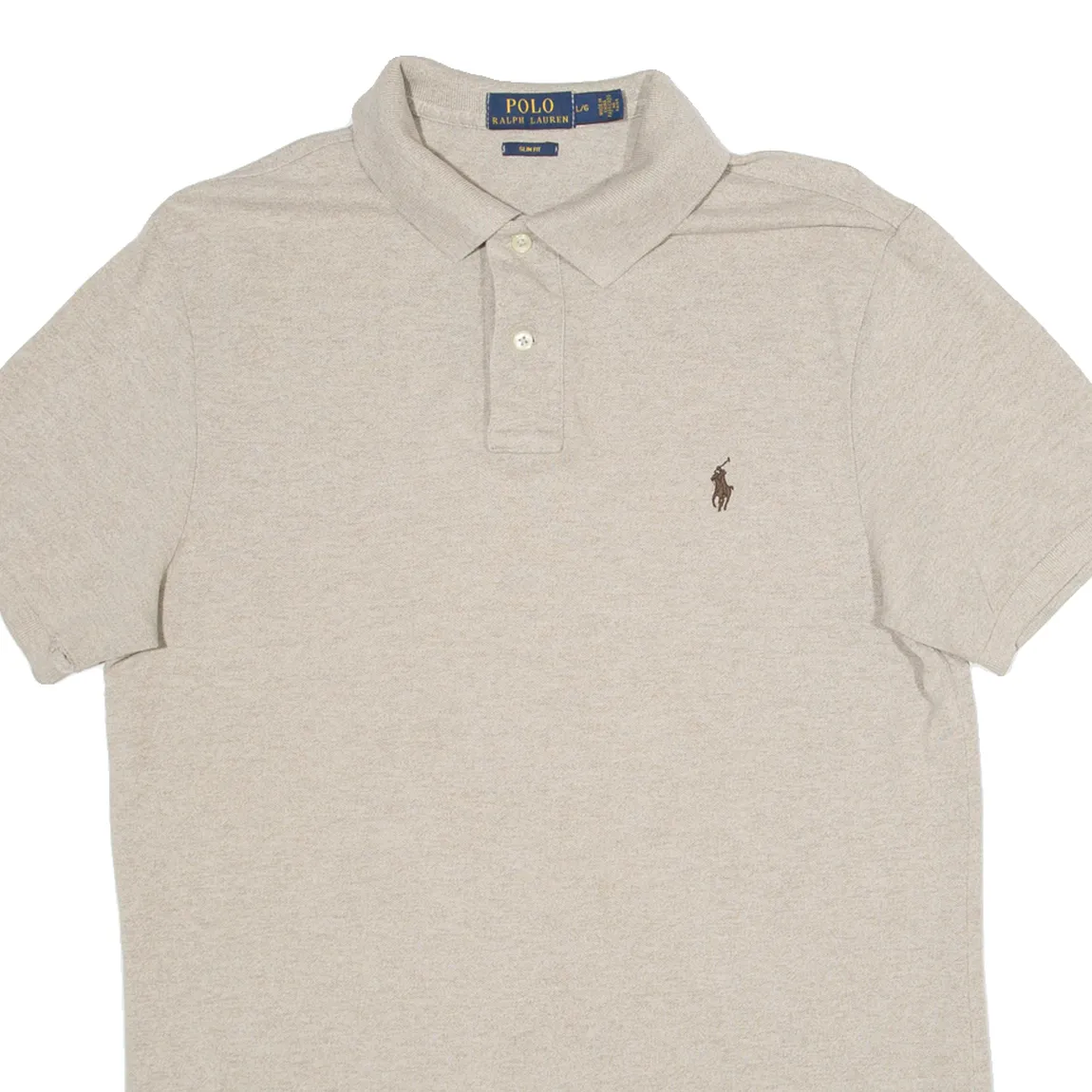 POLO RALPH LAUREN Slim Fit Mens Polo Shirt Beige L