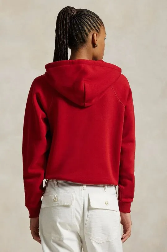 Polo Ralph Lauren sweatshirt women's red color hooded smooth 211943007