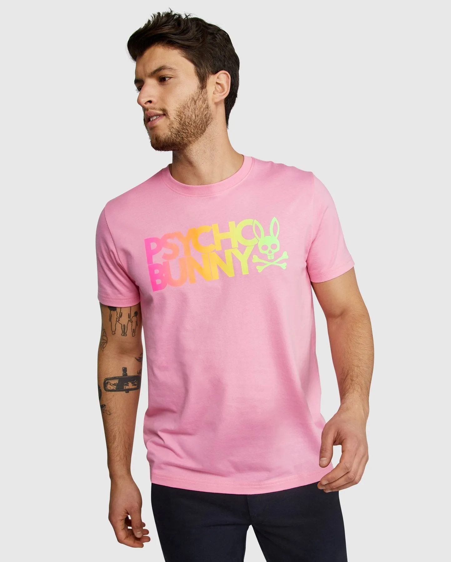 Psycho Bunny Men's Sheffield Foil Tee Neon Flamingo