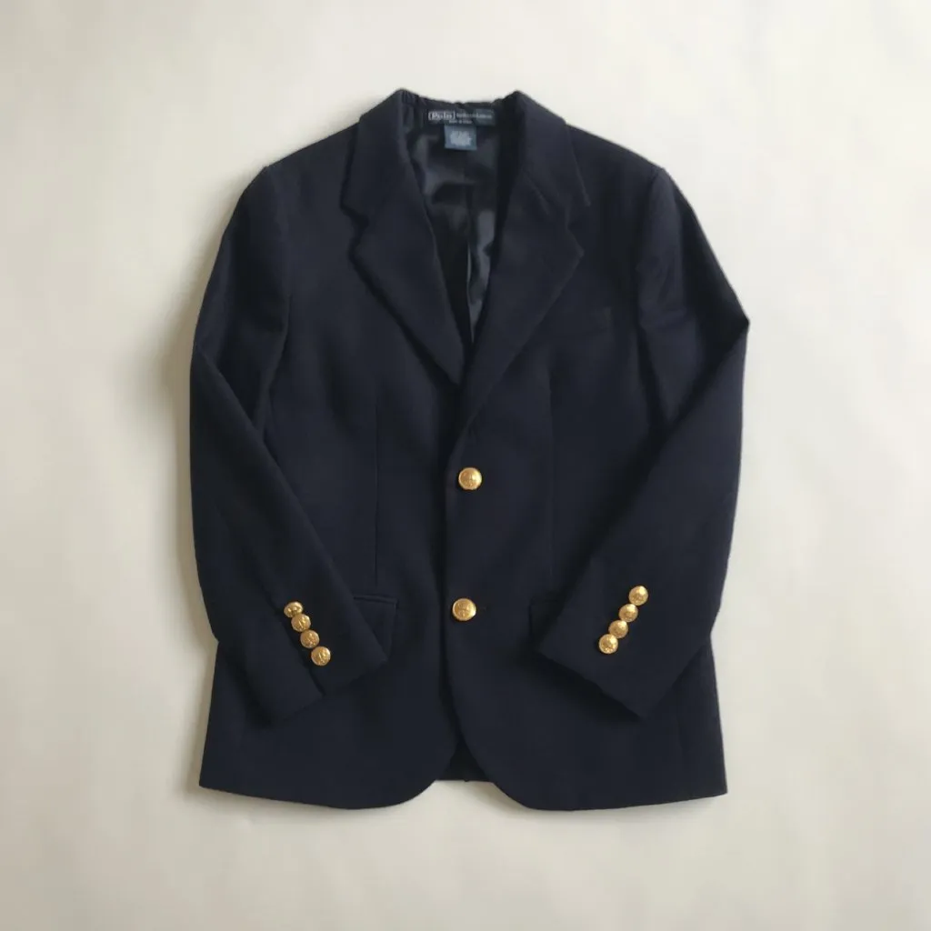 Ralph Lauren Classic Navy Wool Blazer With Gold Buttons: 7 Years