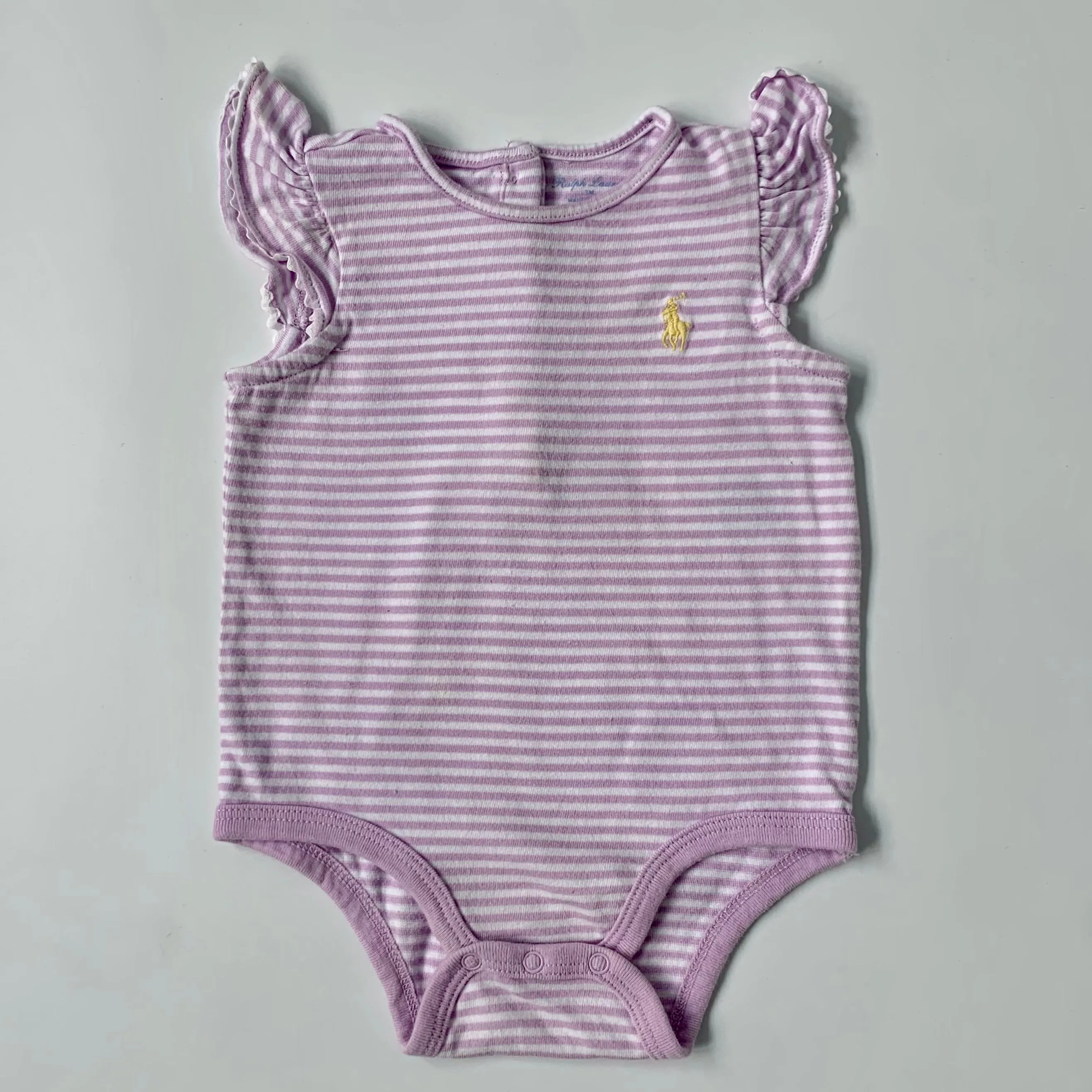 Ralph Lauren Lilac Stripe Bodysuit With Floral: 3 Months